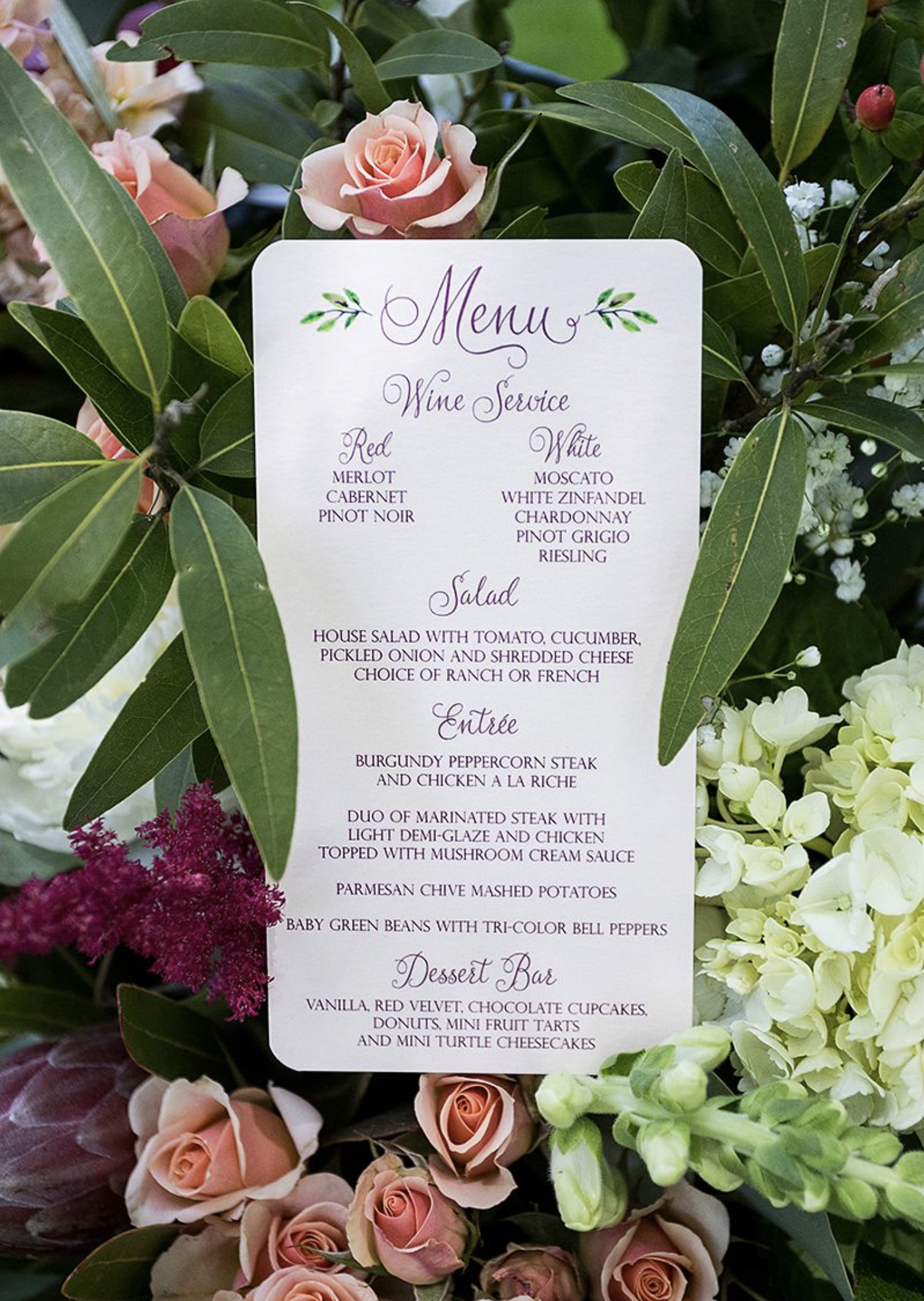 Custom Wedding Menu