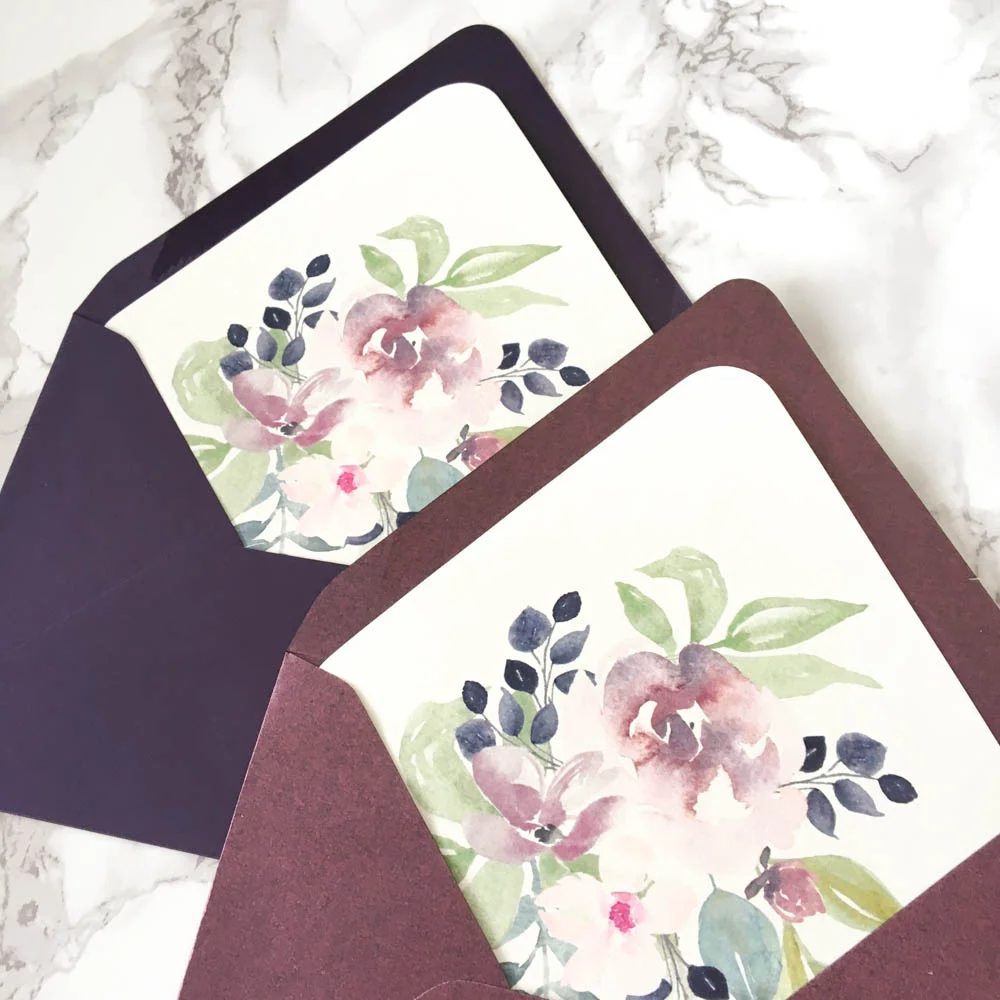 plum floral envelope liners