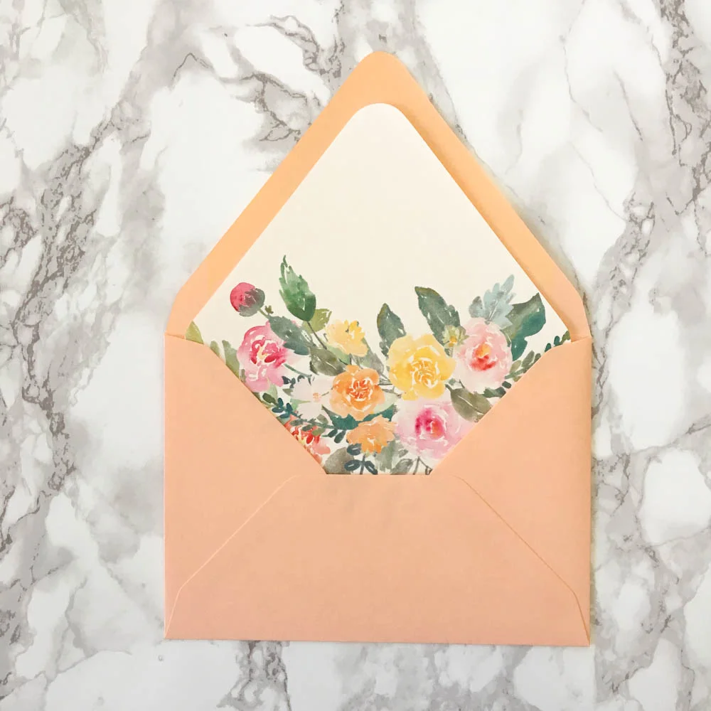 peach floral envelope liners