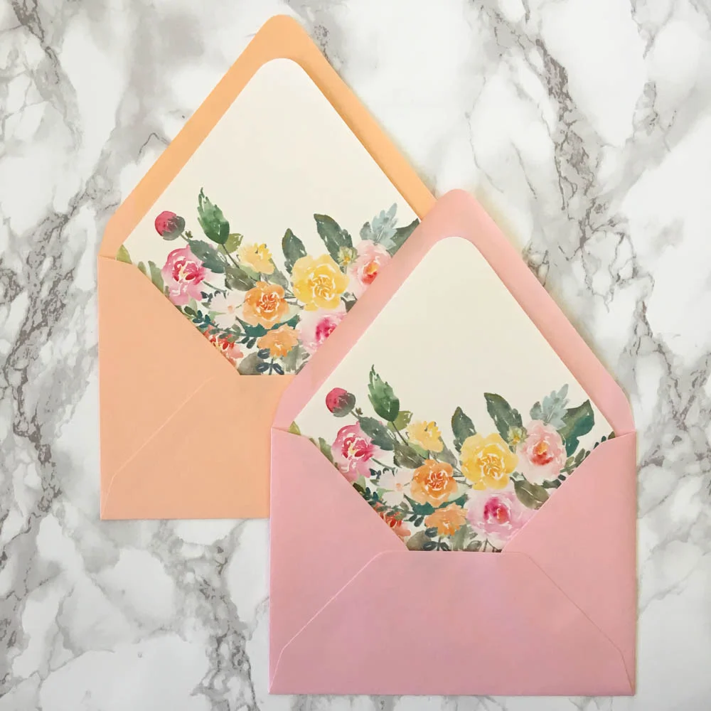 floral envelope liners for diy invitations