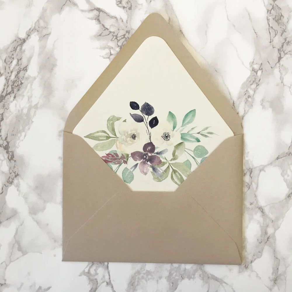 plum floral envelope liner