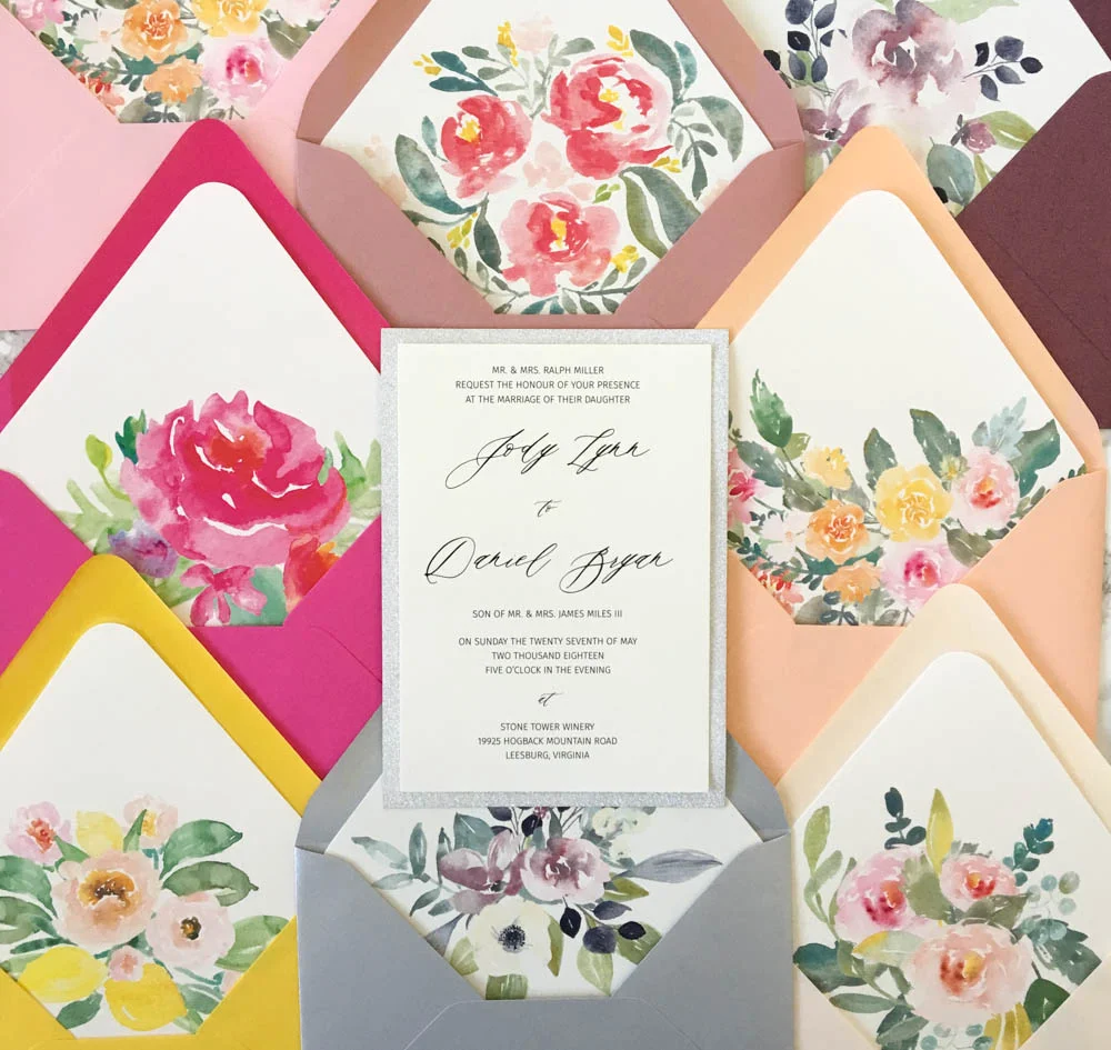 floral envelope liners for diy invitations