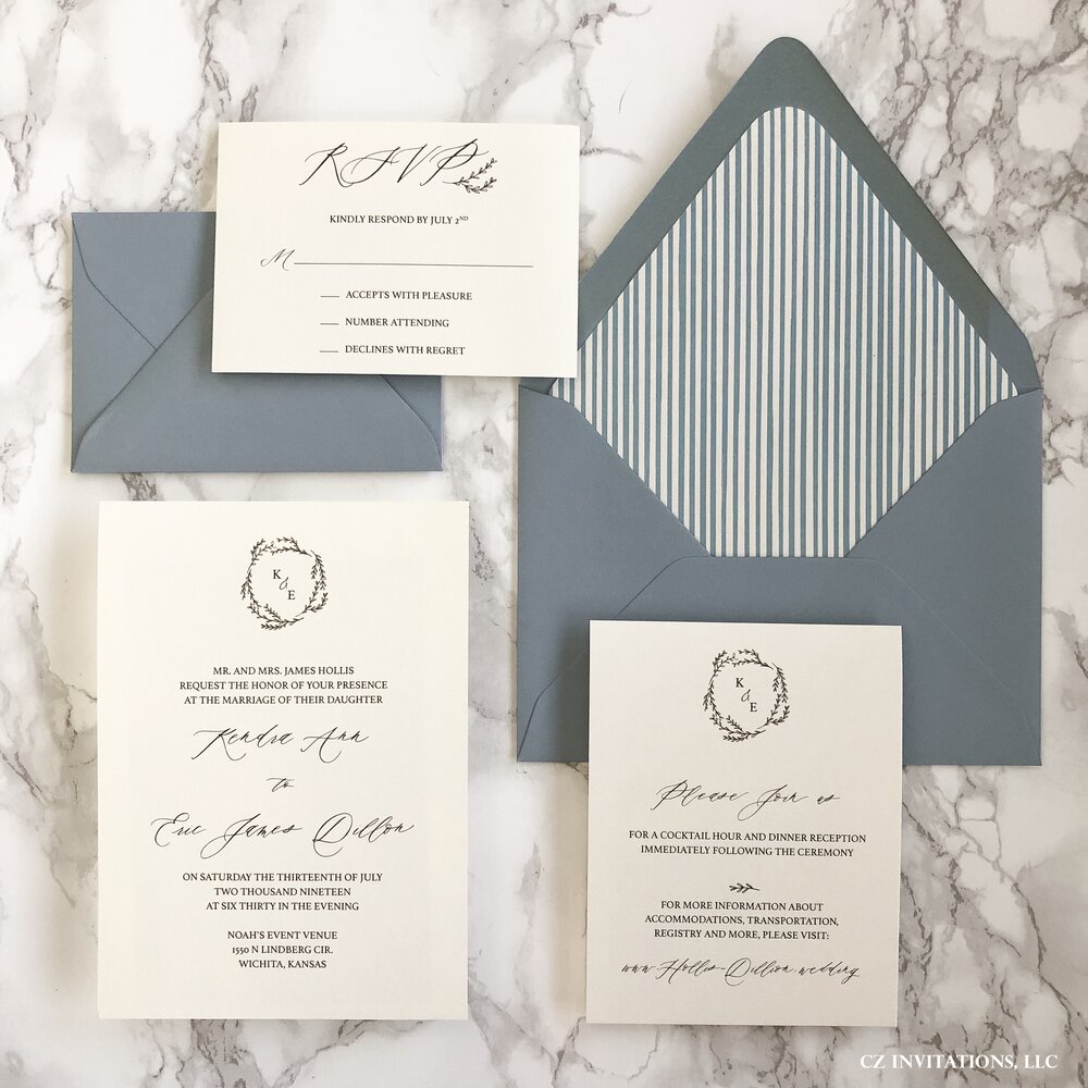 Dusty Blue Monogram Wedding Envelope Sticker Seals