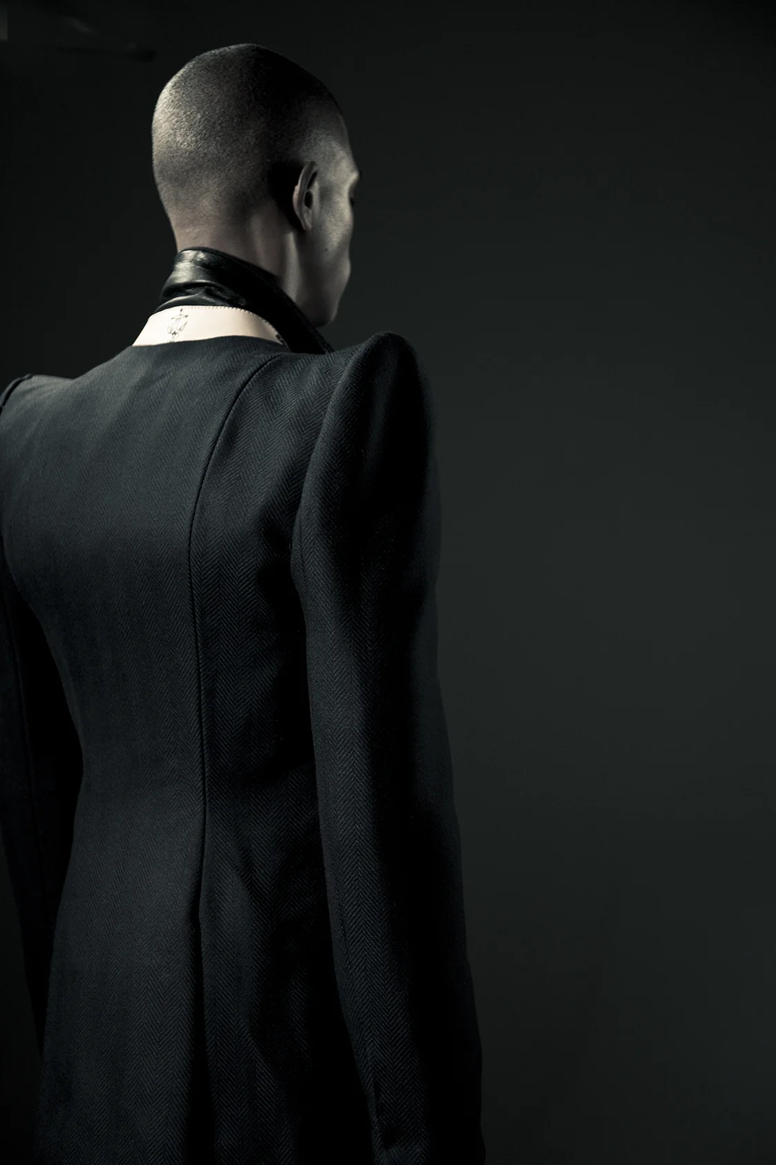 handmade wool tailored jacket, with leather accents BACK.jpg