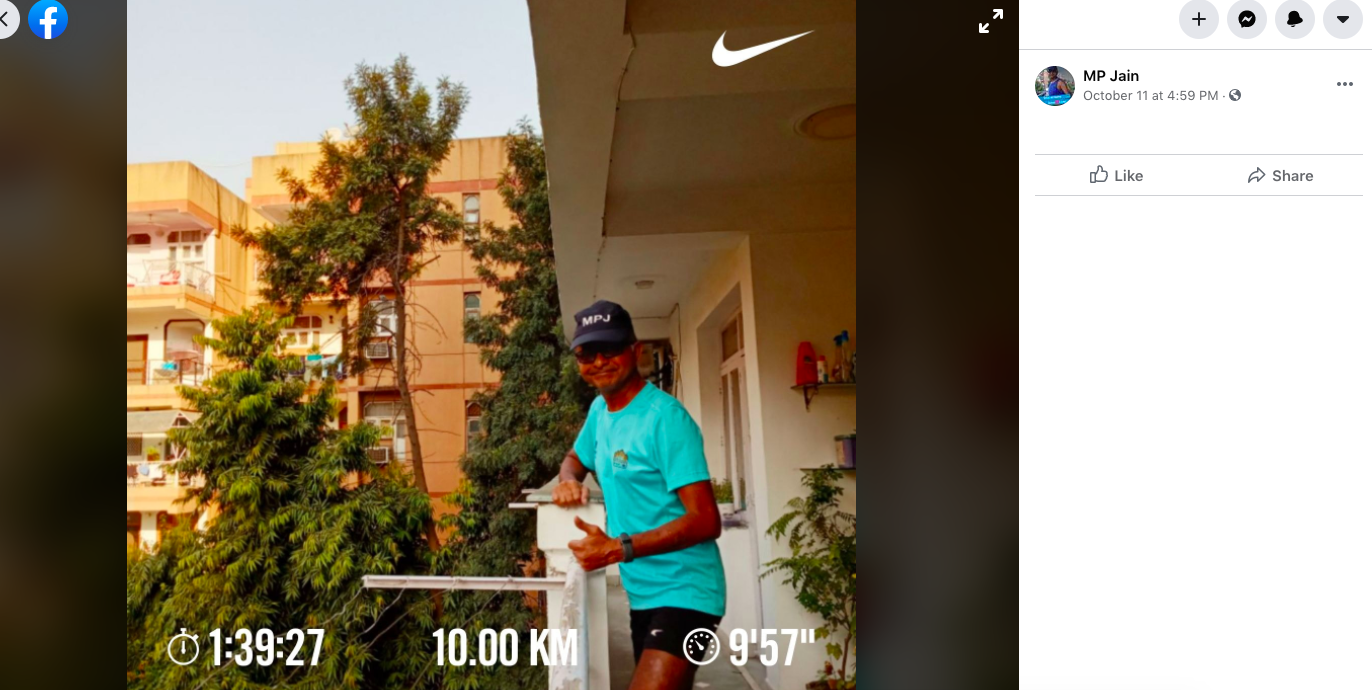 Facebook - MP Jain walked indoors but still managed to log 10 km .png