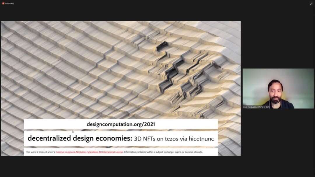 Luis Fraguada shows how in DC I/O Workshop 'Decentralized Design Economies: 3D NFTs on HicEtNunc via Tezos'. #NFT#cryptocurrency#cryptoart #AI #architecture #engineering #industrialdesign #parametricdesign #architecturedrawing #computationaldesign #t