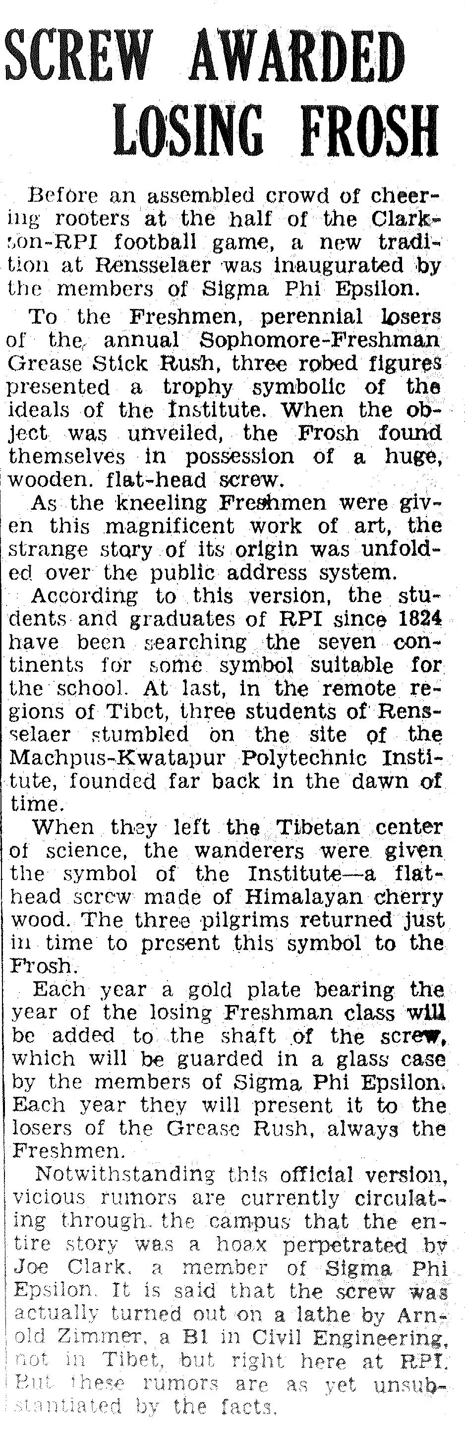 A newspaper article, likely from The Poly , date unknown.
