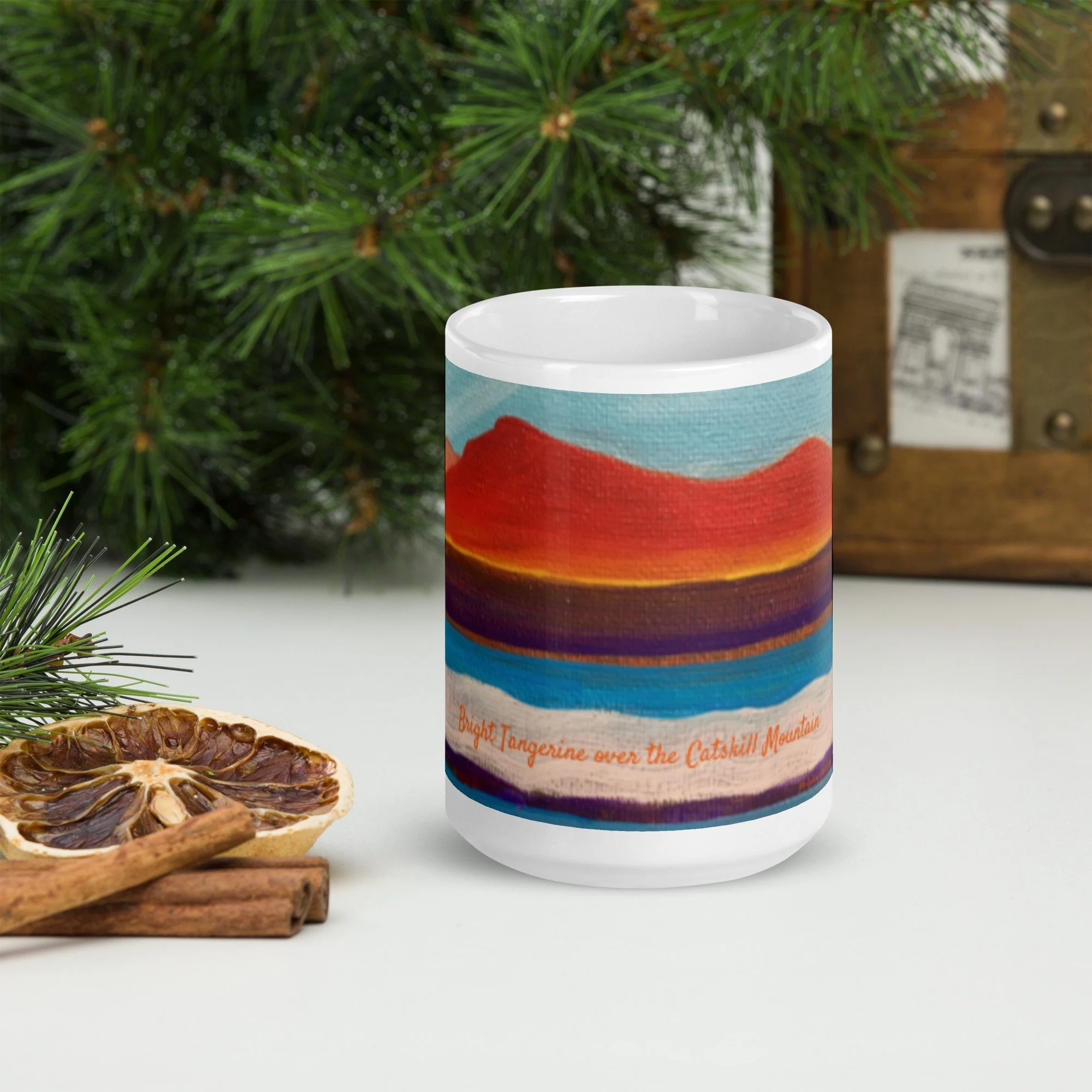 Bright Tangerine over the Catskill Mountains 15oz. Mug