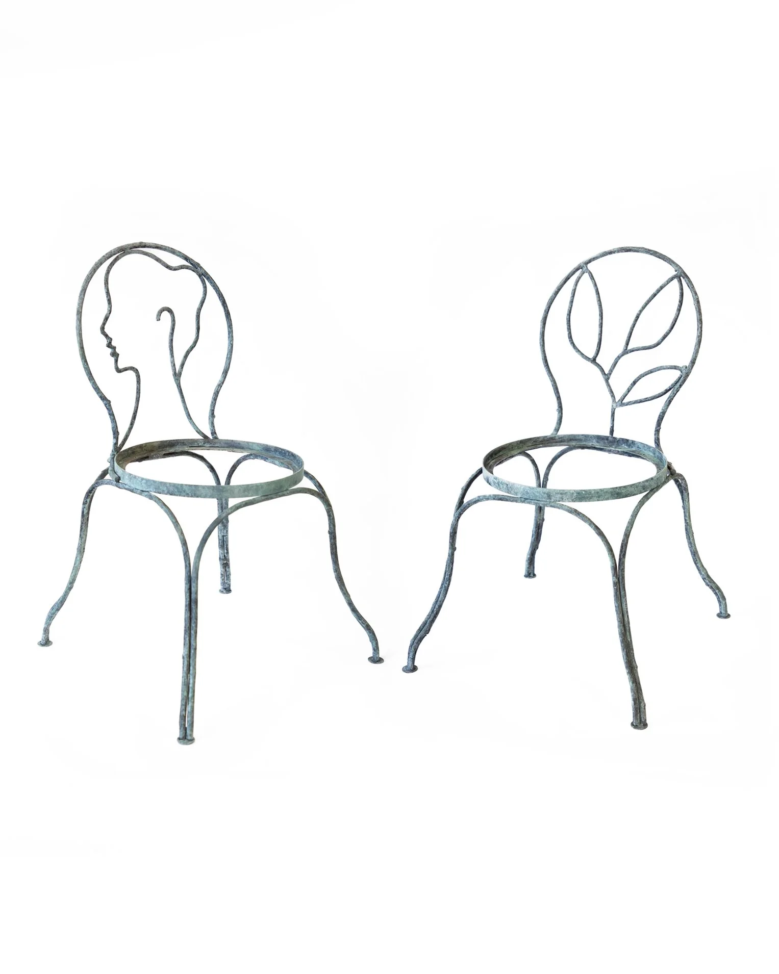  Bronze garden chairs with verdigris patina for interior design firm Studio Shamshiri 