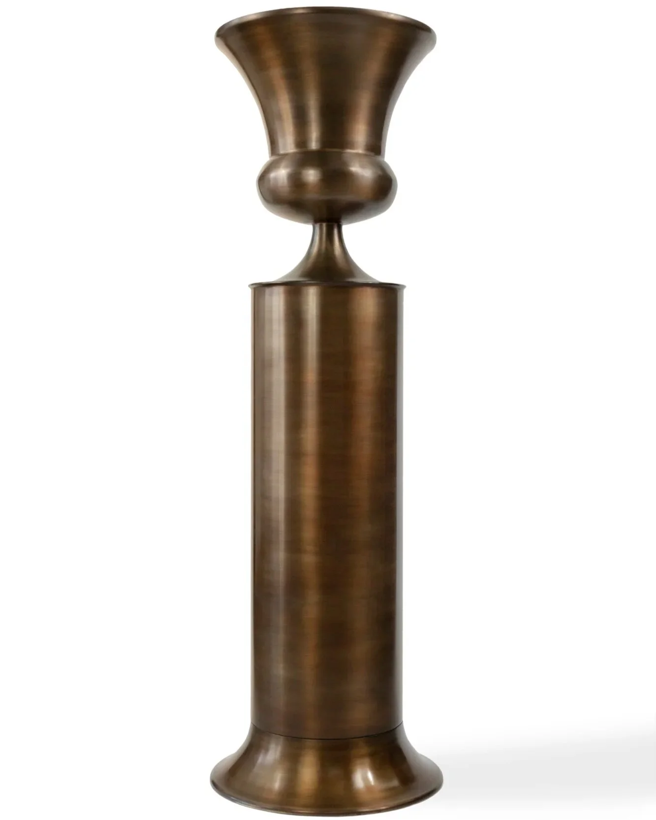  Two patina’d brass entry planters for designer Judith Lance 