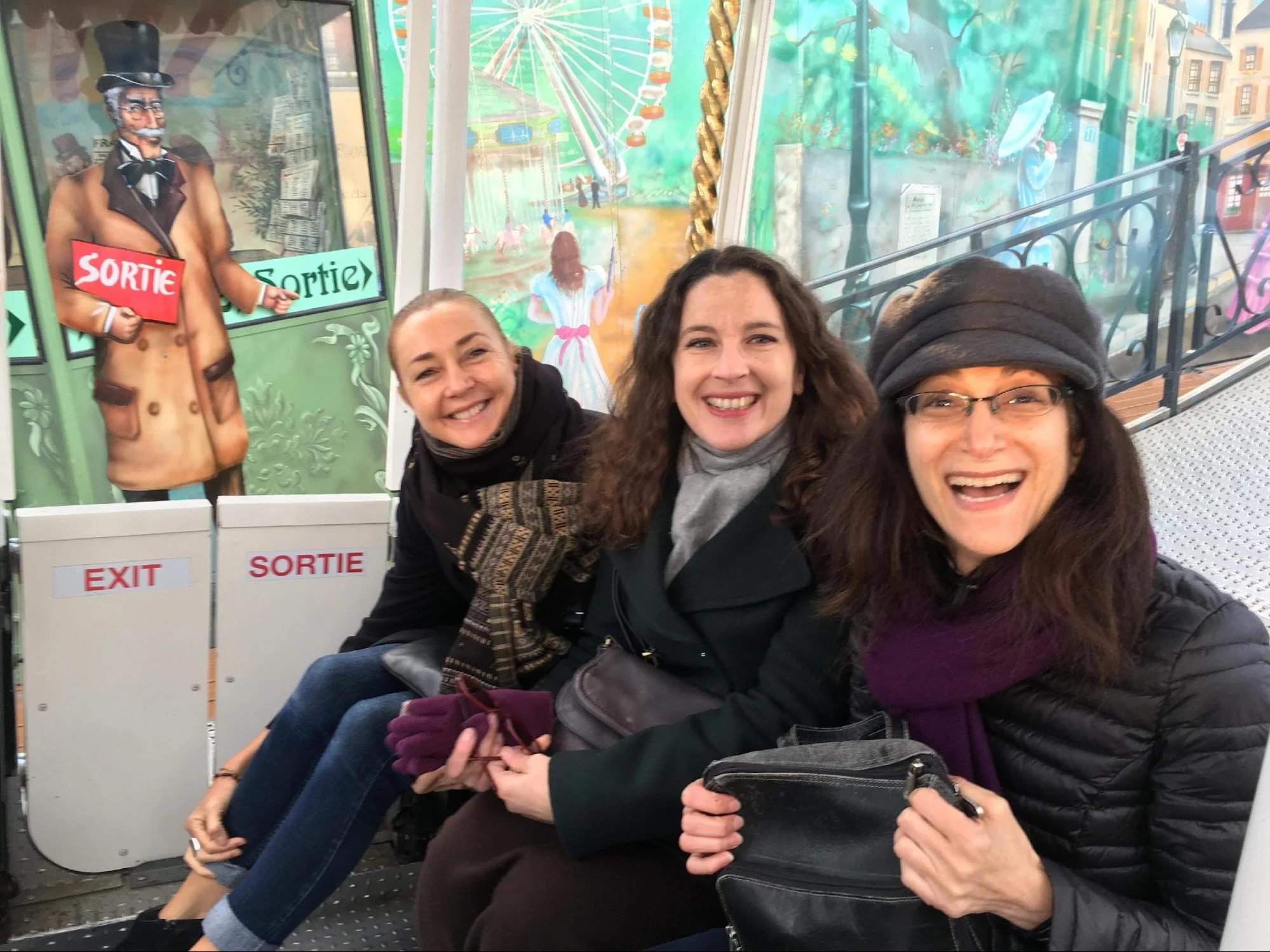 Emma, Amel and Susan, having some fun on the Ferris wheel on our last evening together!