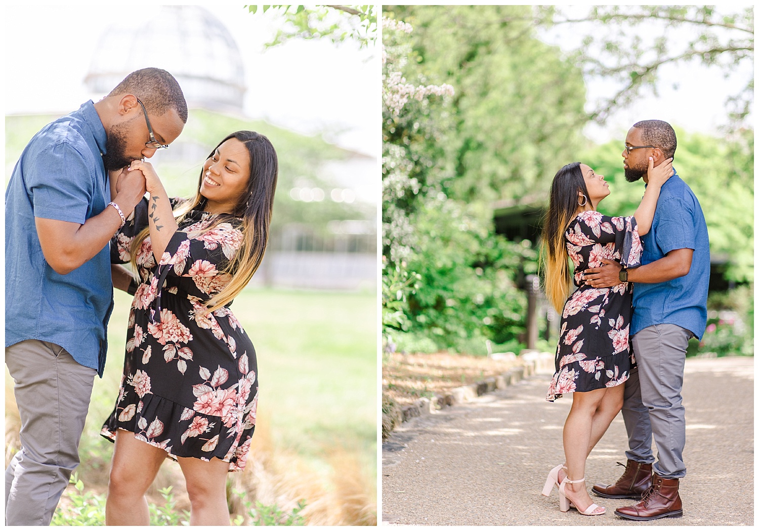 Lewis Ginter Botanical Gardens Engagement Session, Candice + CJ
