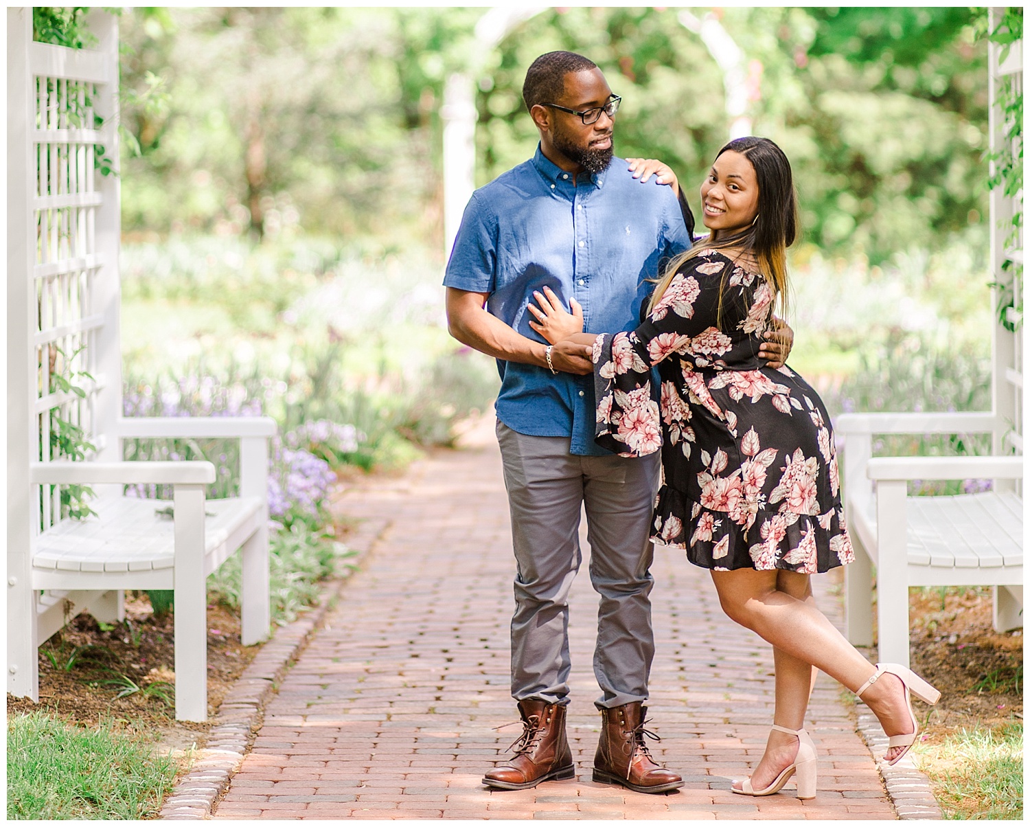 Lewis Ginter Botanical Gardens Engagement Session, Candice + CJ