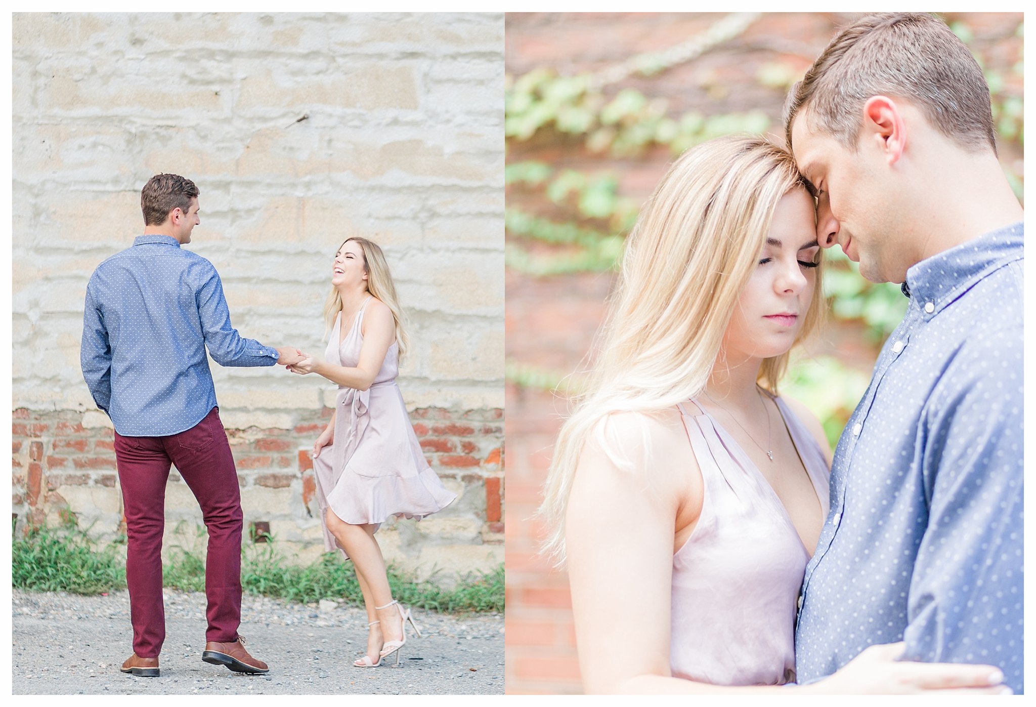 Richmond Engagement Photos - Shockoe Bottom Ivy Wall - Katie + Reid