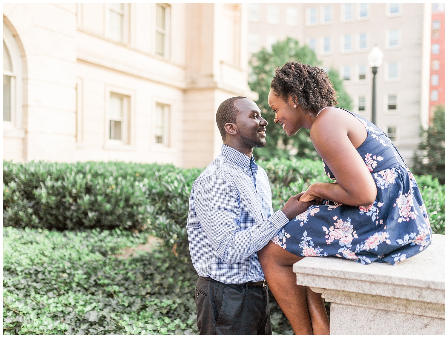 Virginia State Capitol engagement portraits - Cherise + Jeremy