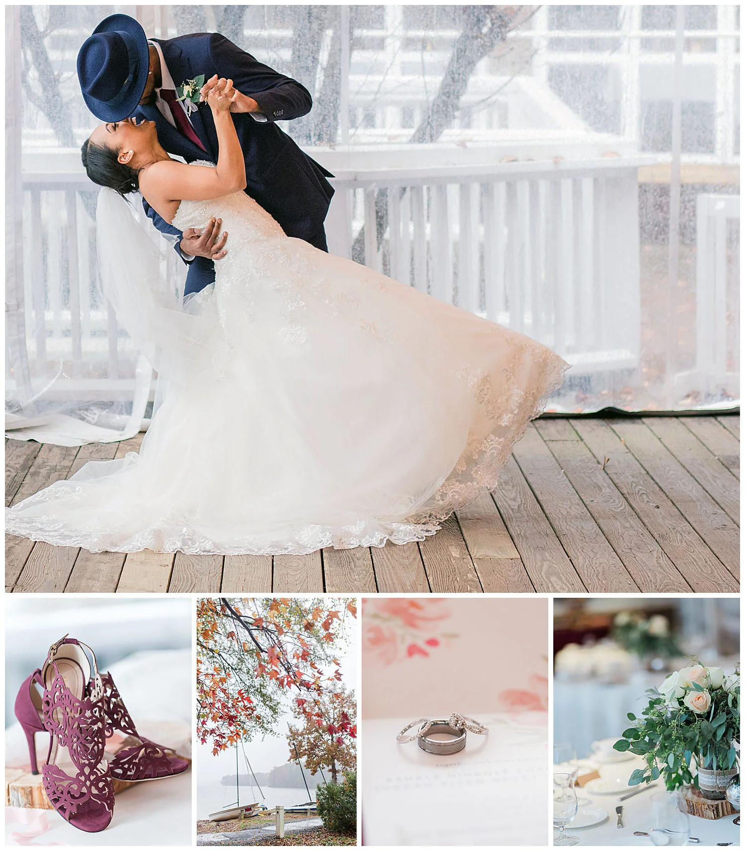 The Boathouse Wedding at Sunday Park on Rainy Winter Day 