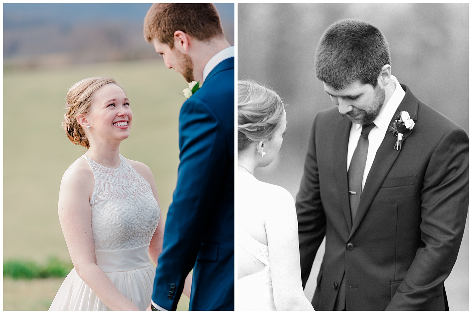 Early Mountain  Vineyards Wedding First Look - Charlottesville, VA