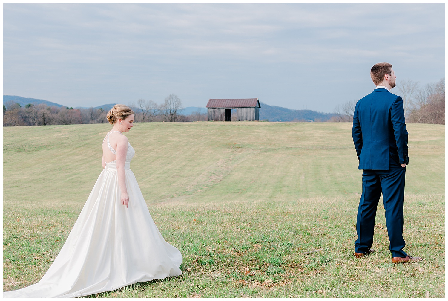 Early Mountain  Vineyards Wedding First Look - Charlottesville, VA