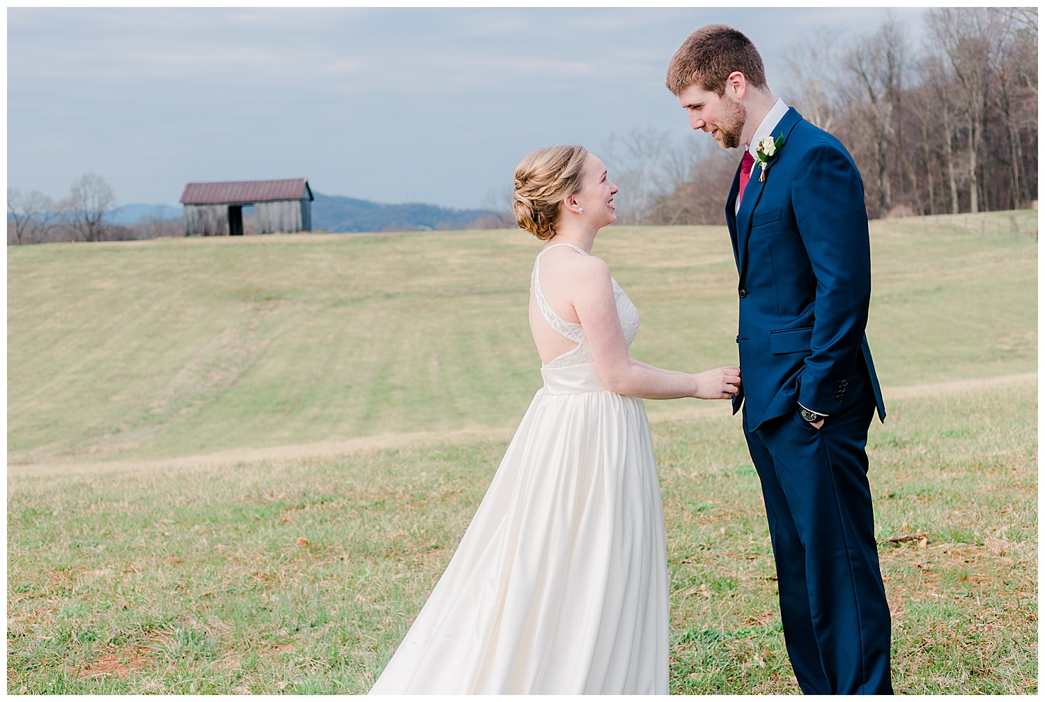 Early Mountain  Vineyards Wedding First Look - Charlottesville, VA