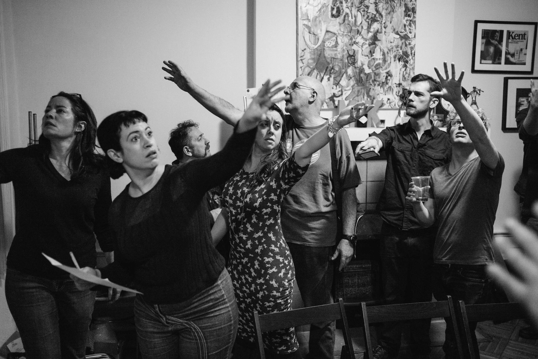 Cast of "It's Getting Tired, Mildred" in rehearsal