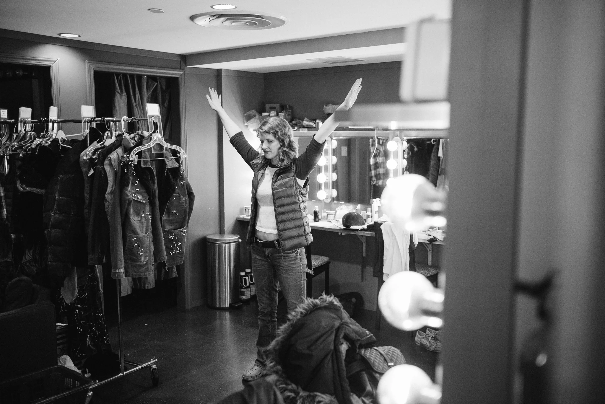 Amy Staats, backstage at Ars Nova