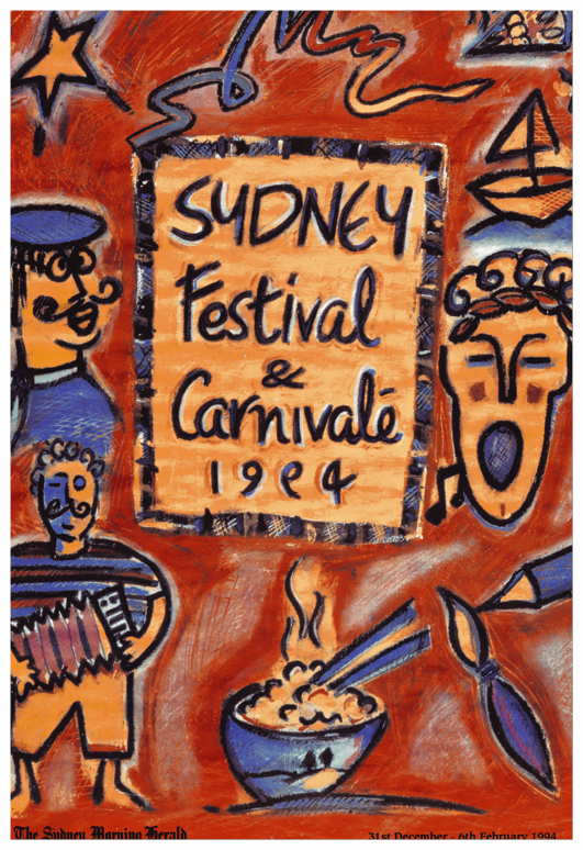 SYDNEY FESTIVAL POSTER COMPETITION 1994. thE FIVE DOLLAR DOODLE THAT SEED FUNDED THE BRAND