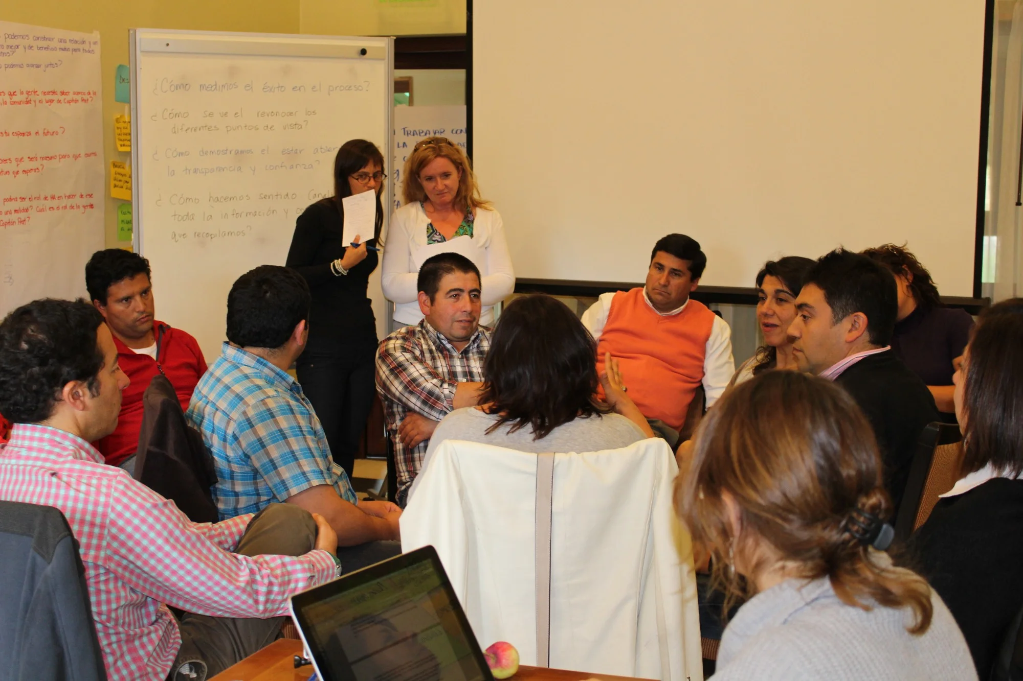 Me facilitating a socratic circle conversation about a high conflict issue in a rural community in Chile