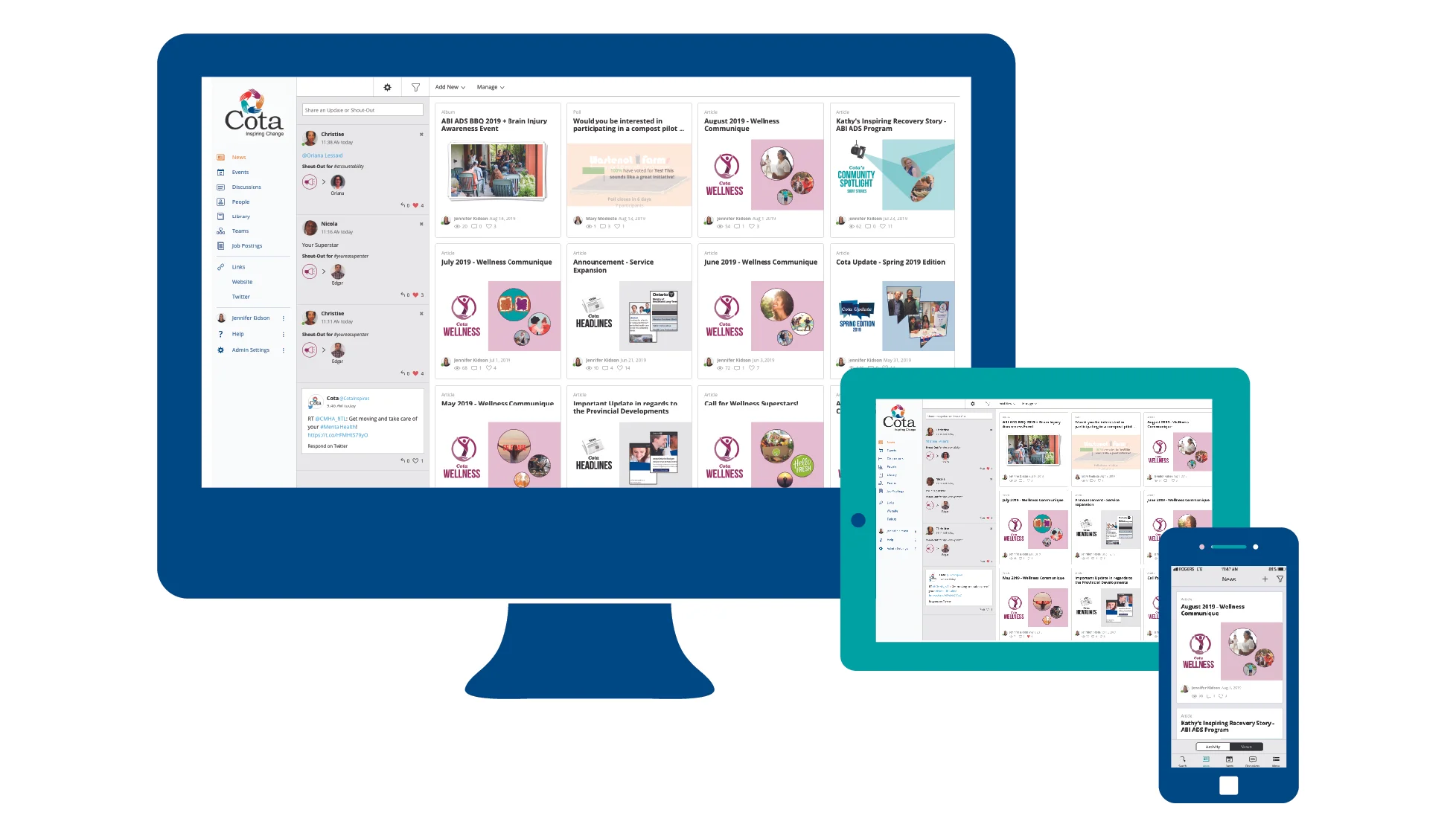 DESKTOP, TABLET, & MOBILE VIEW | THE NEW COTA NET | JOSTLE INTRANET SOFTWARE