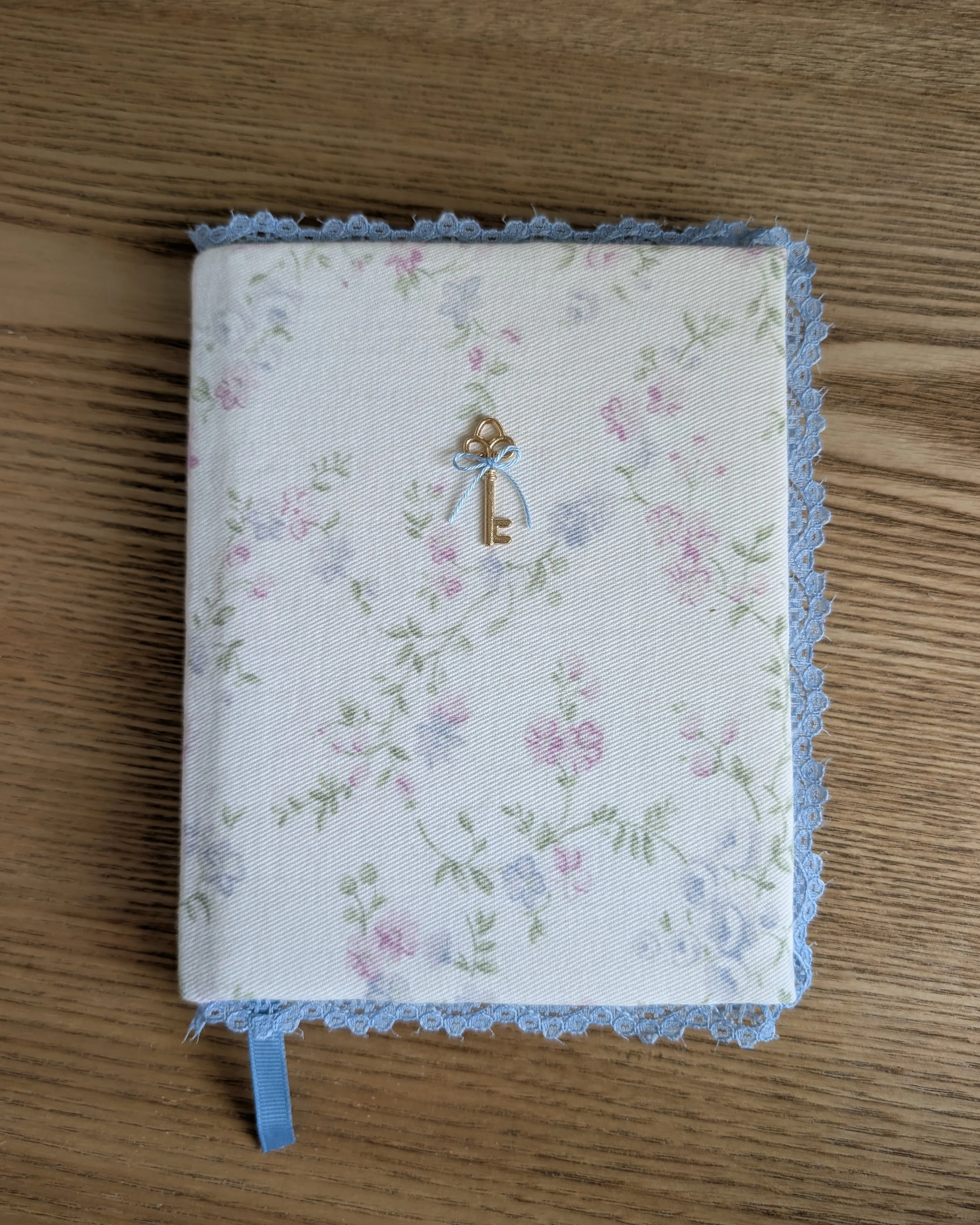 Upcycled Vintage Blue Lace Journal | Handmade A6 Dotted Notebook (160 GSM)