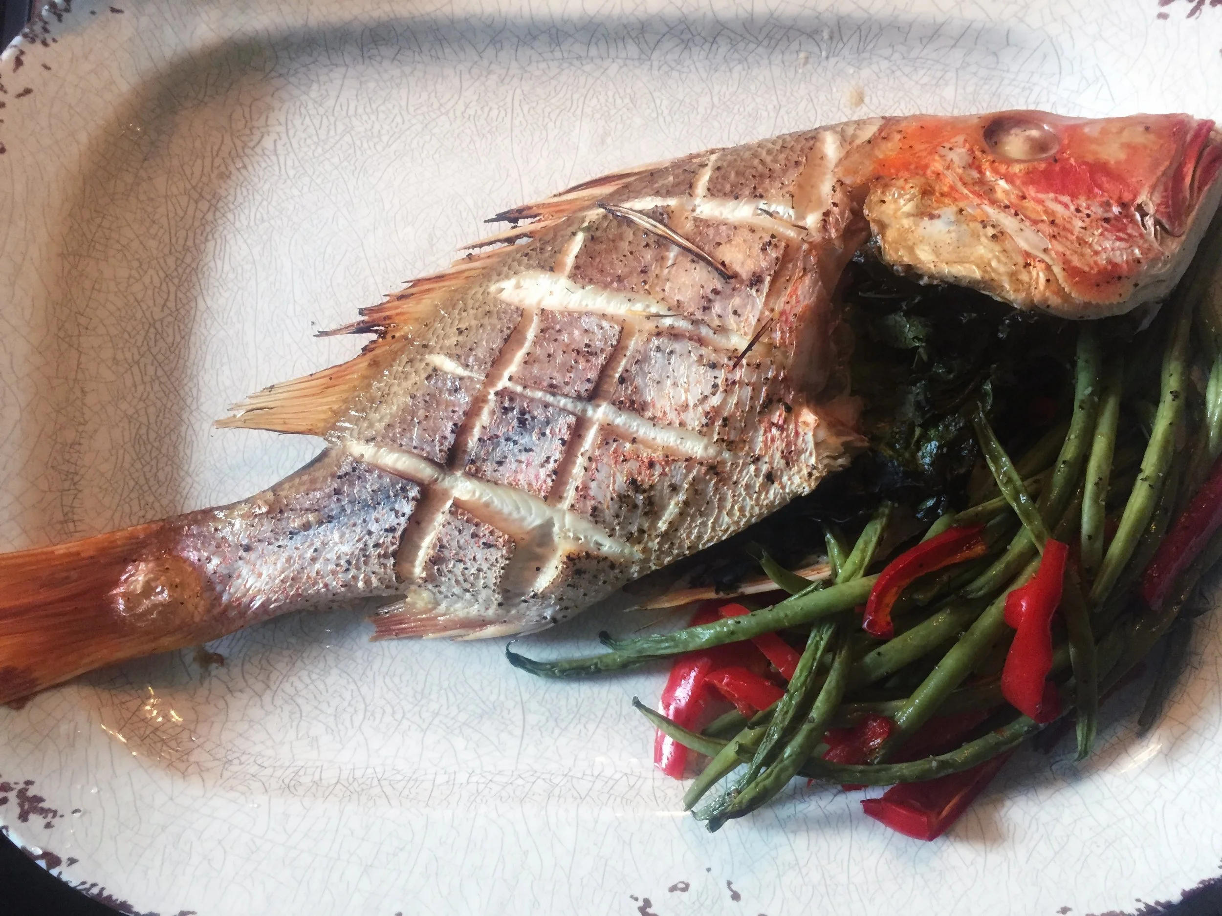 Roasted Red Fish and Haricot Verts