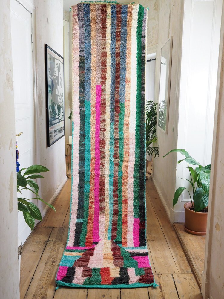 MOROCCAN VINTAGE BOUJAD CARPET RUNNER - PINK IN THE FOREST - 311 X 78 CM.jpg