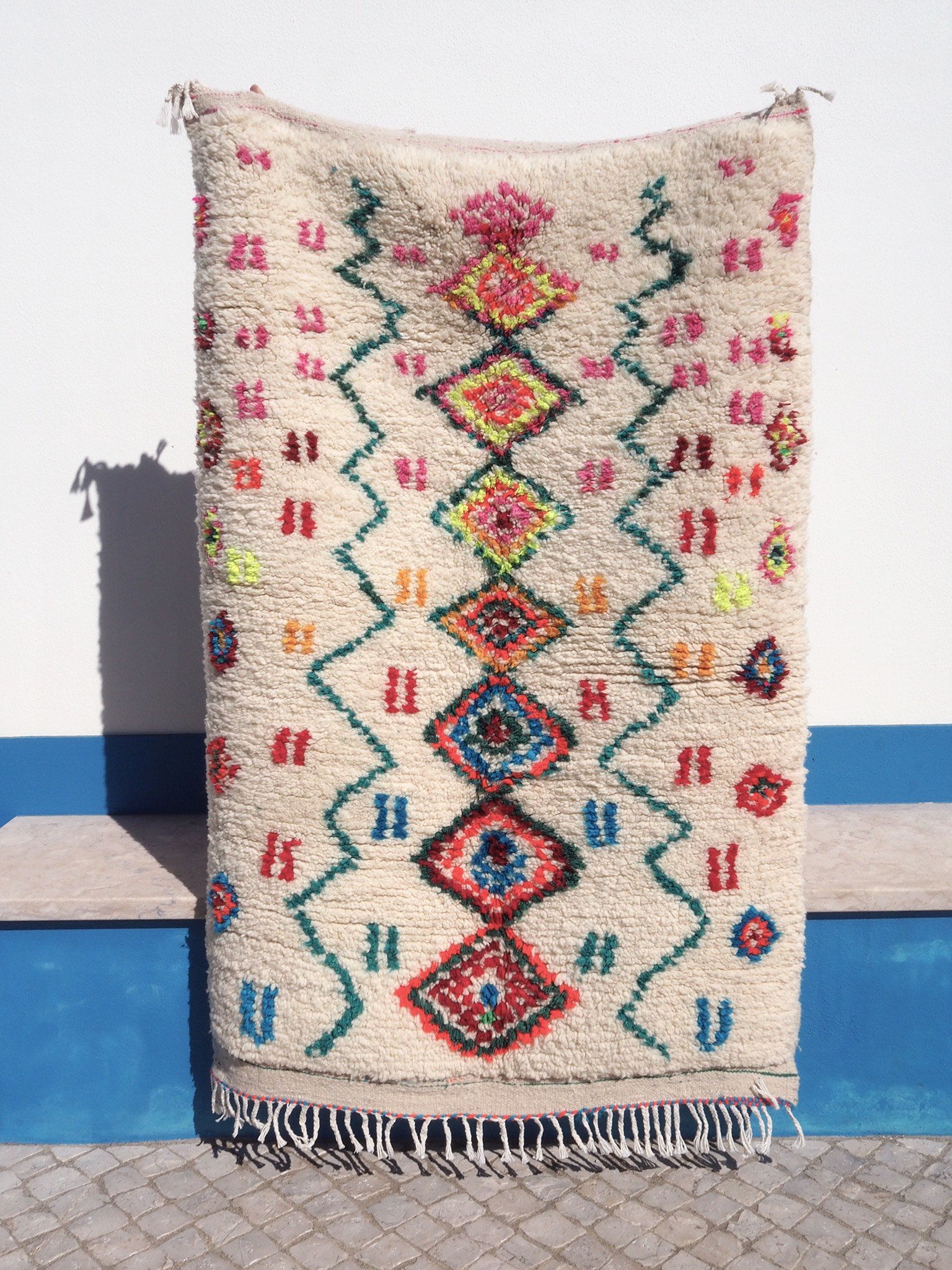 Moroccan azilal wool rug - happy diamond -150 x 100 cm