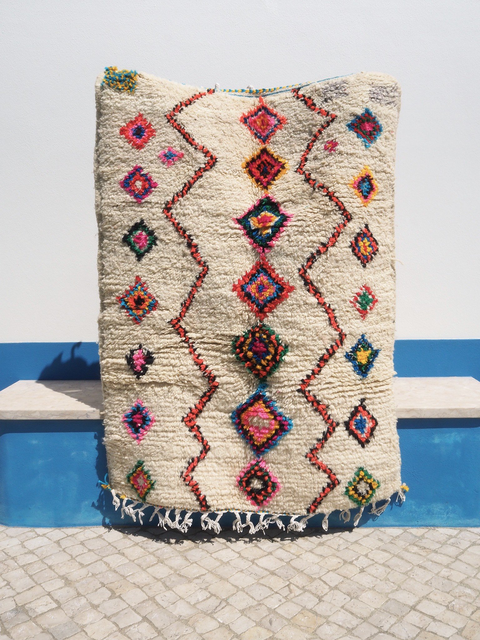 moroccan wool azilal rug - happy diamonds -no.1 - 150x100cm