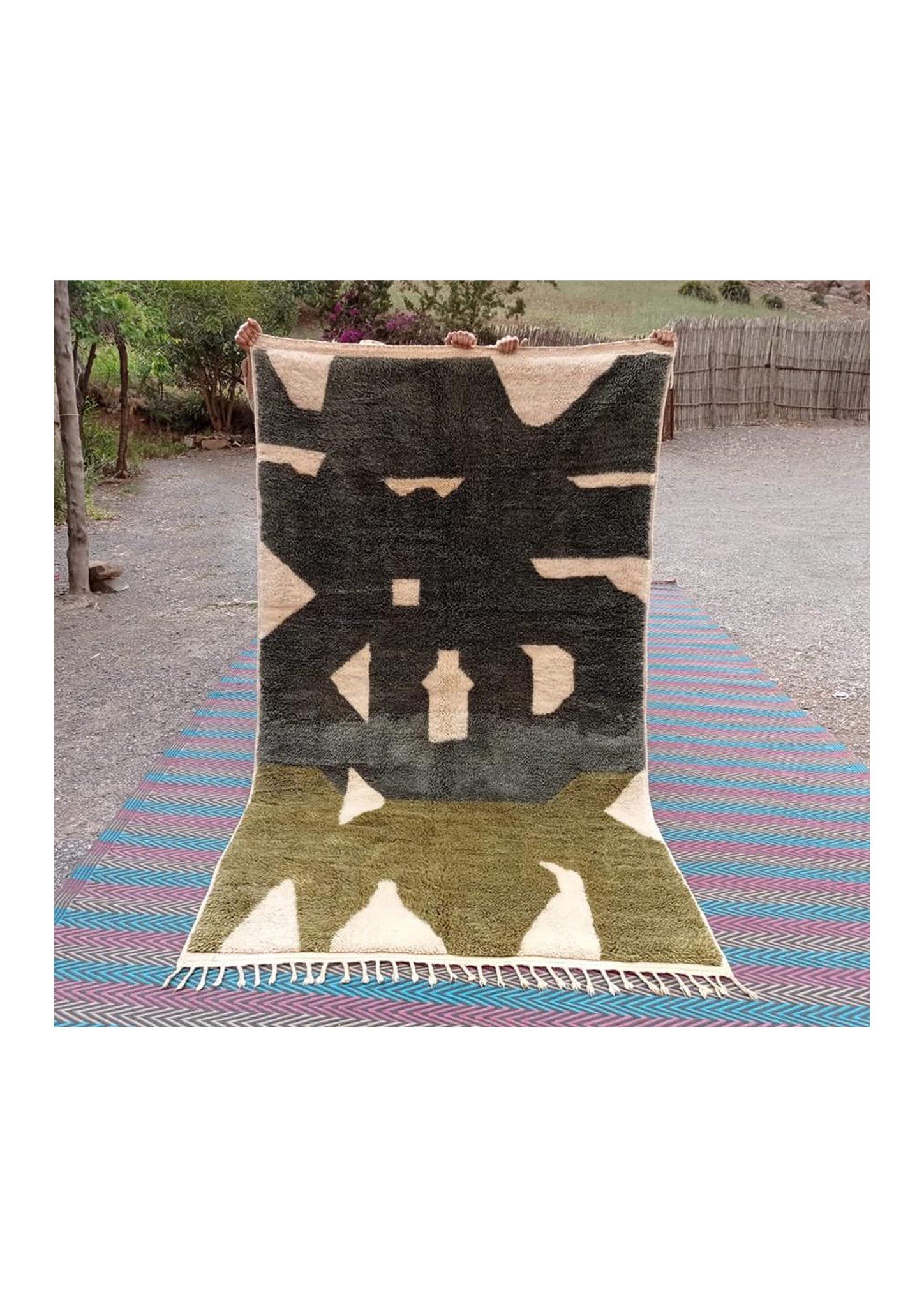 Moroccan Beni M'rirt Wool Rug - Green forest