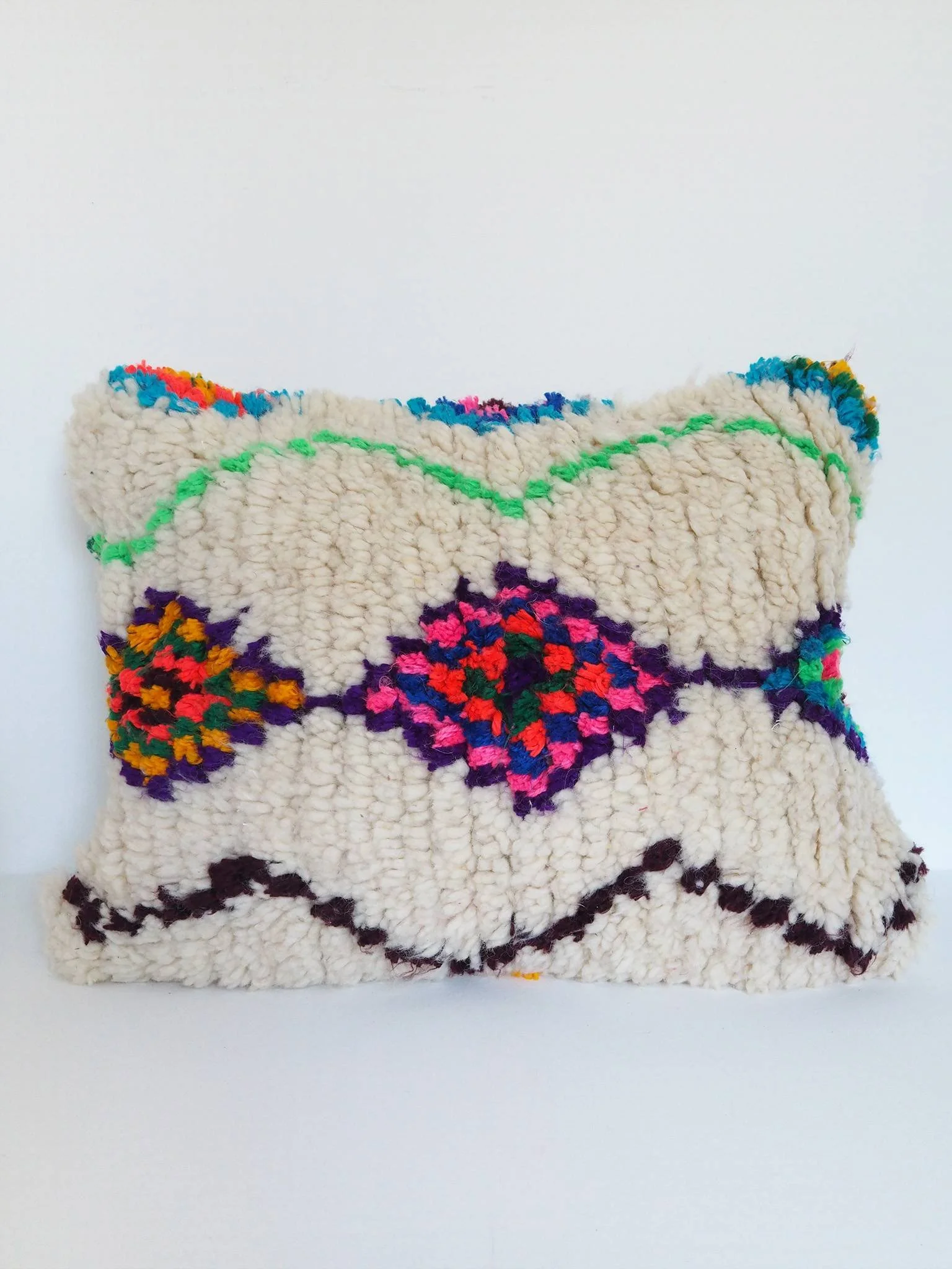 HANDMADE MOROCCAN AZILAL WOOL PILLOW - NO.5 - 60 X 45 CM