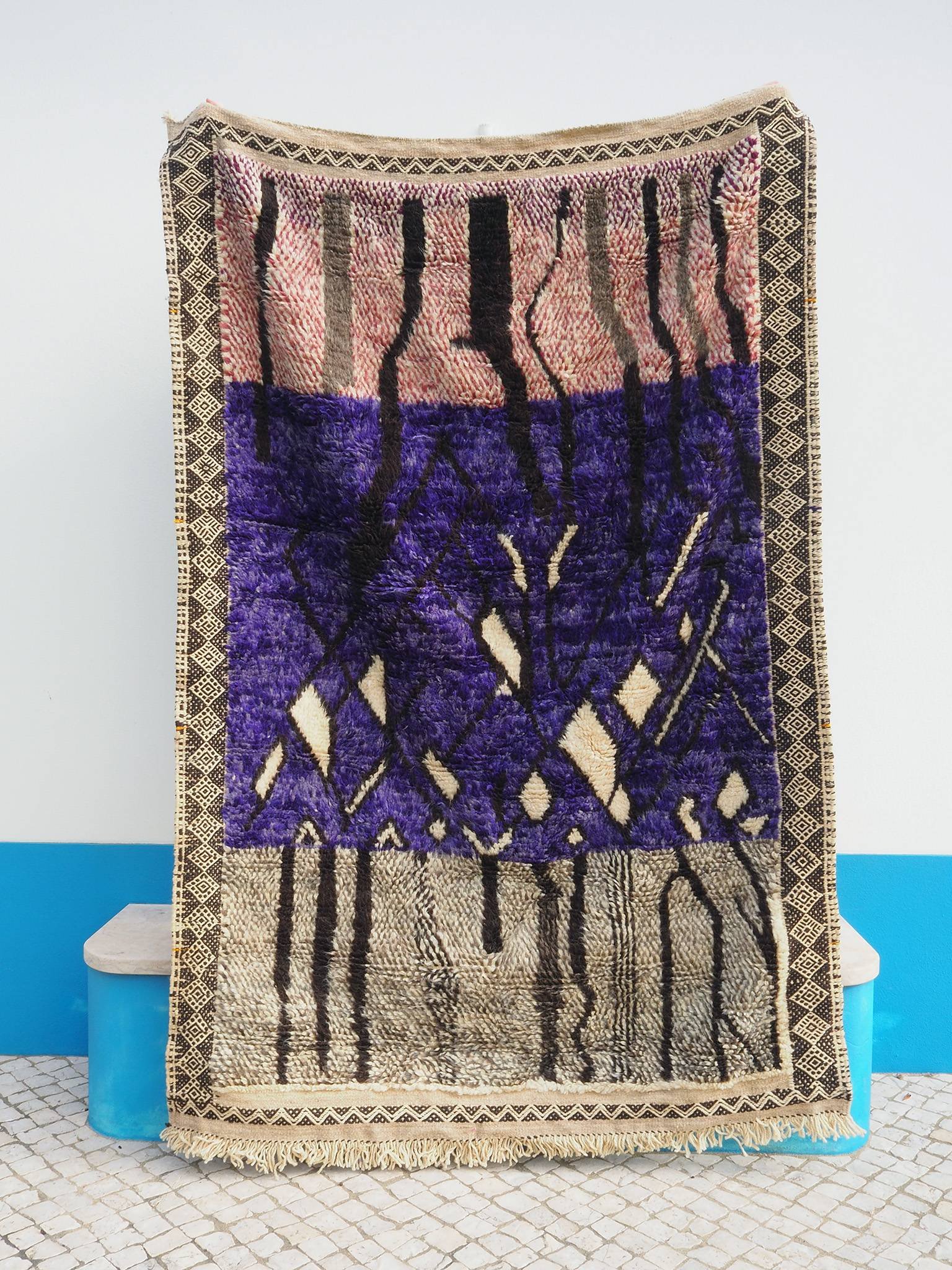 Moroccan Taznakht Wool Rug - maze - 240 x 158cm