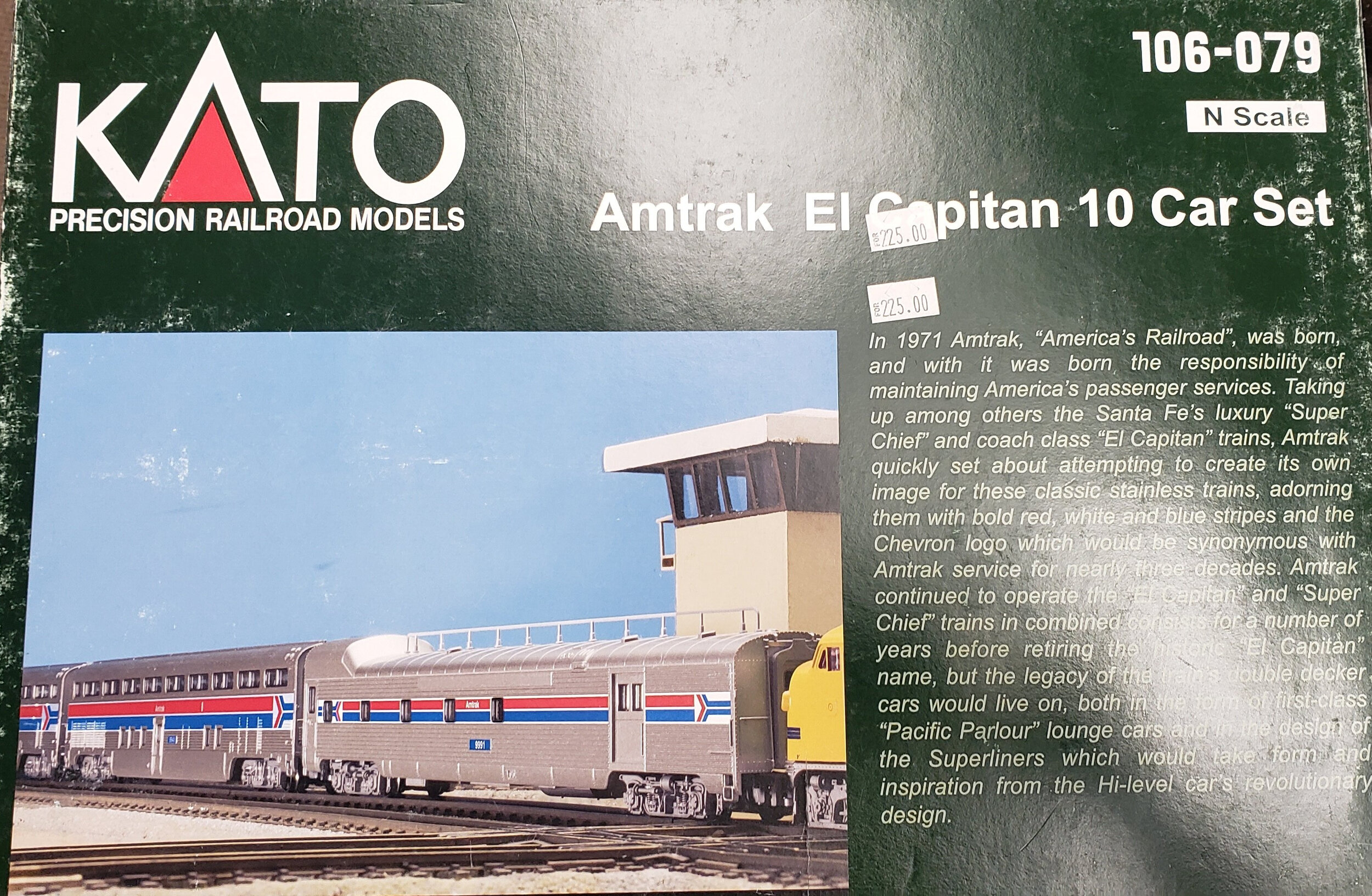 Kato 106-079 N Scale Amtrak El Capitan 10 Car Passenger Set w Display UNITRACK 