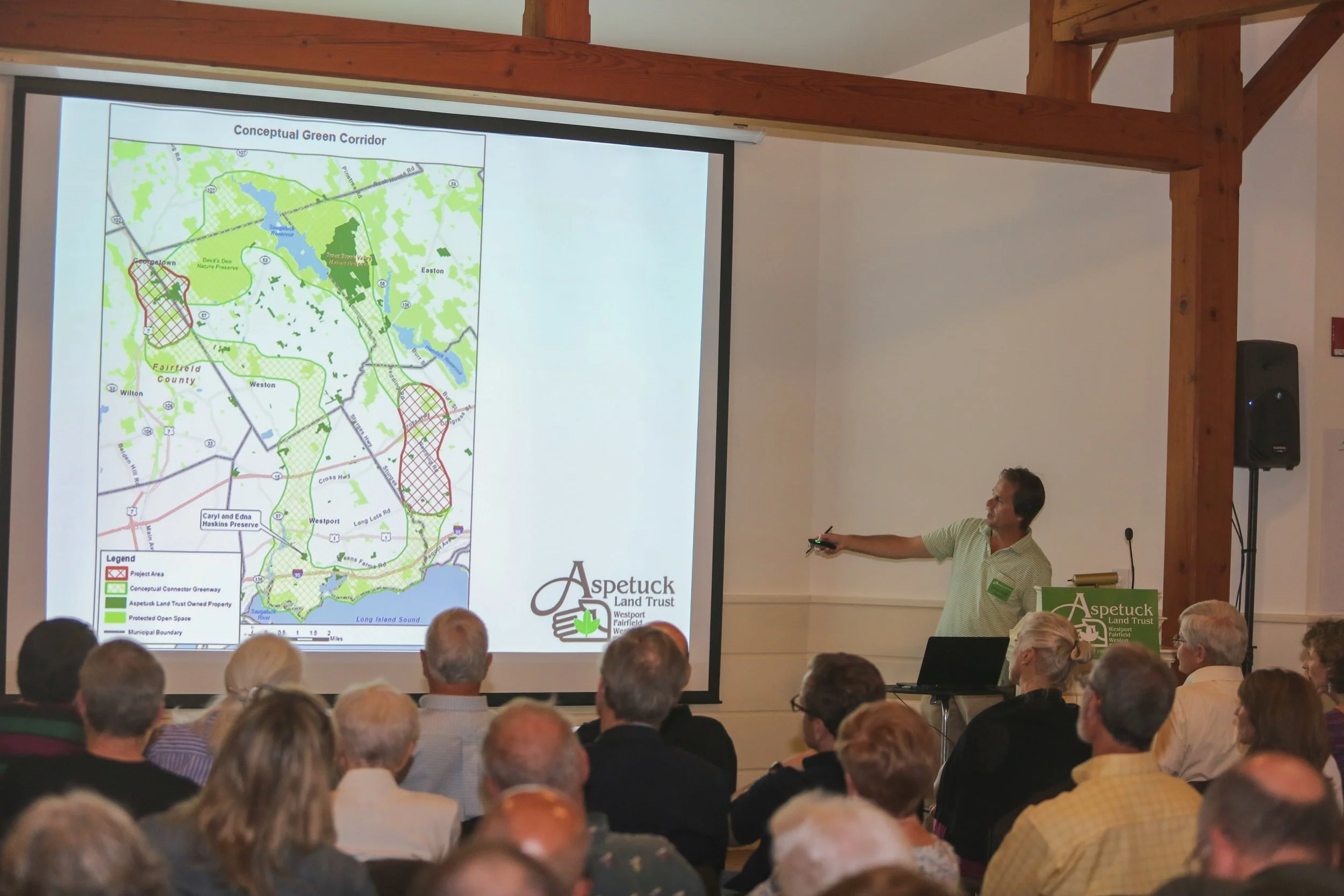 Executive Director, David Brant showing the Green Corridor on the map.
