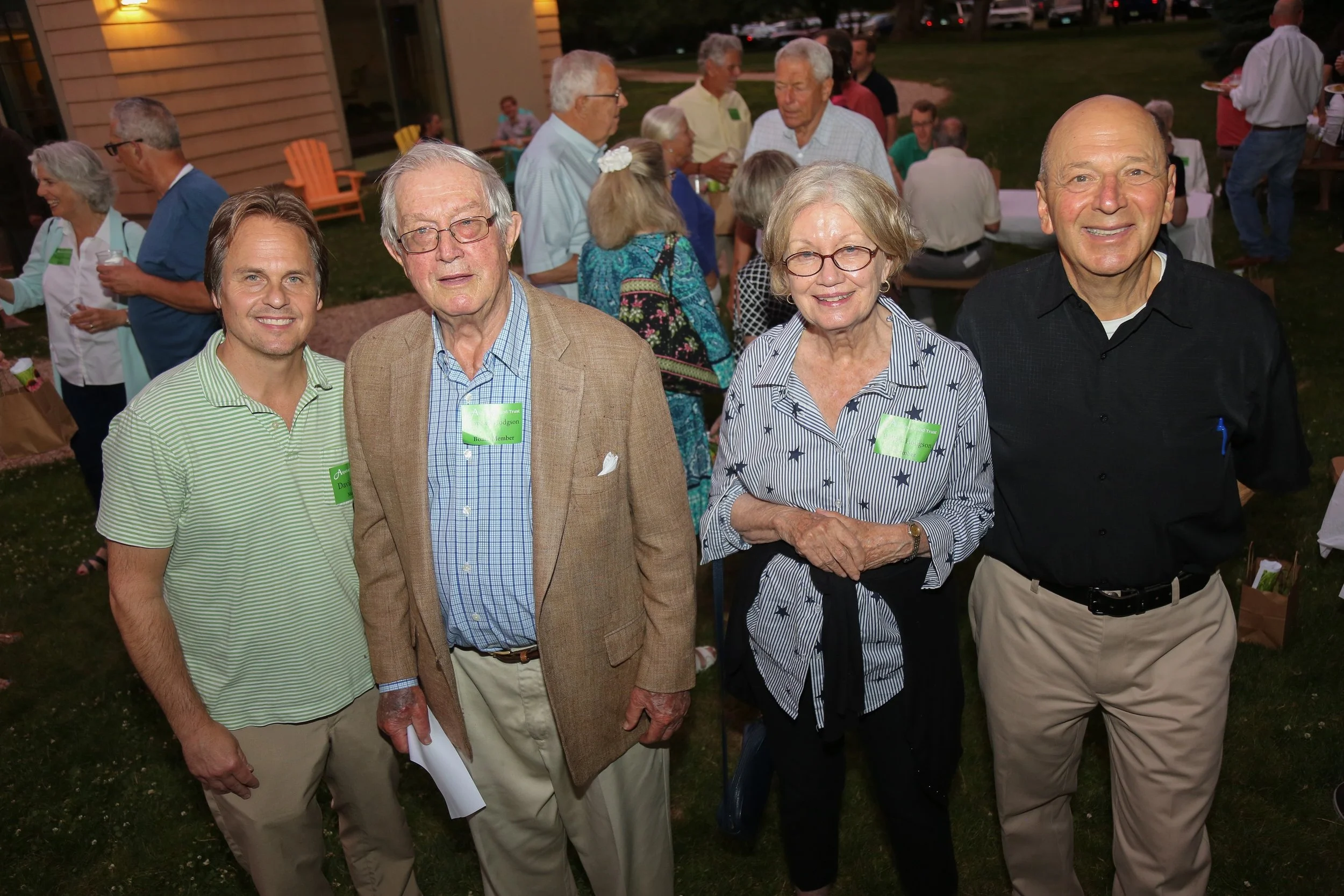 Aspetuck Land Trust Executive Director David Brant, with long-serving retiring board member Raphael and his wife Roberta Hodgson, and Don Hyman, Board President.