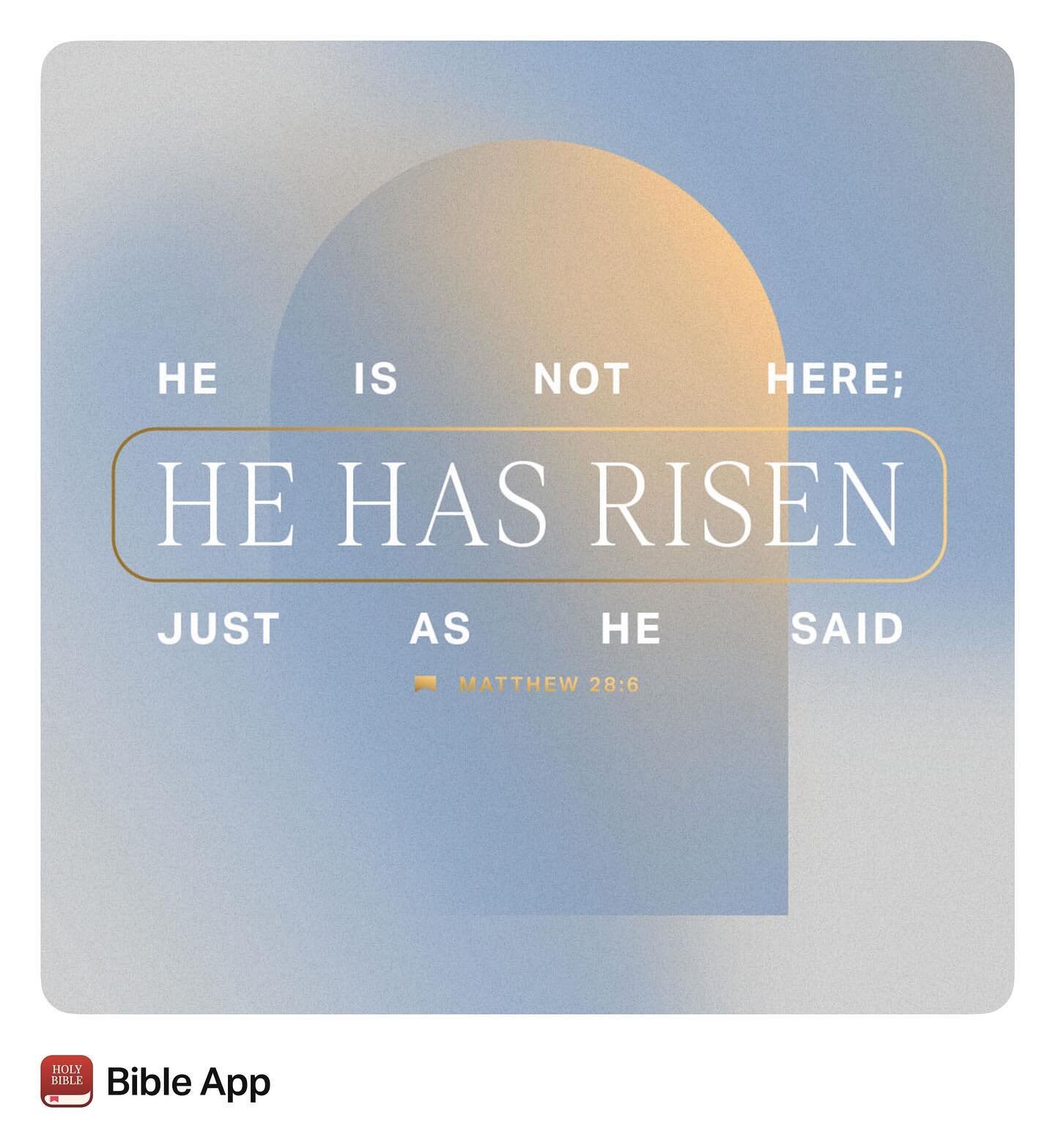 Happy Easter! 
&rdquo;He is not here; he has risen, just as he said. Come and see the place where he lay.&ldquo;
‭‭Matthew‬ ‭28‬:‭6‬ ‭NIV‬‬