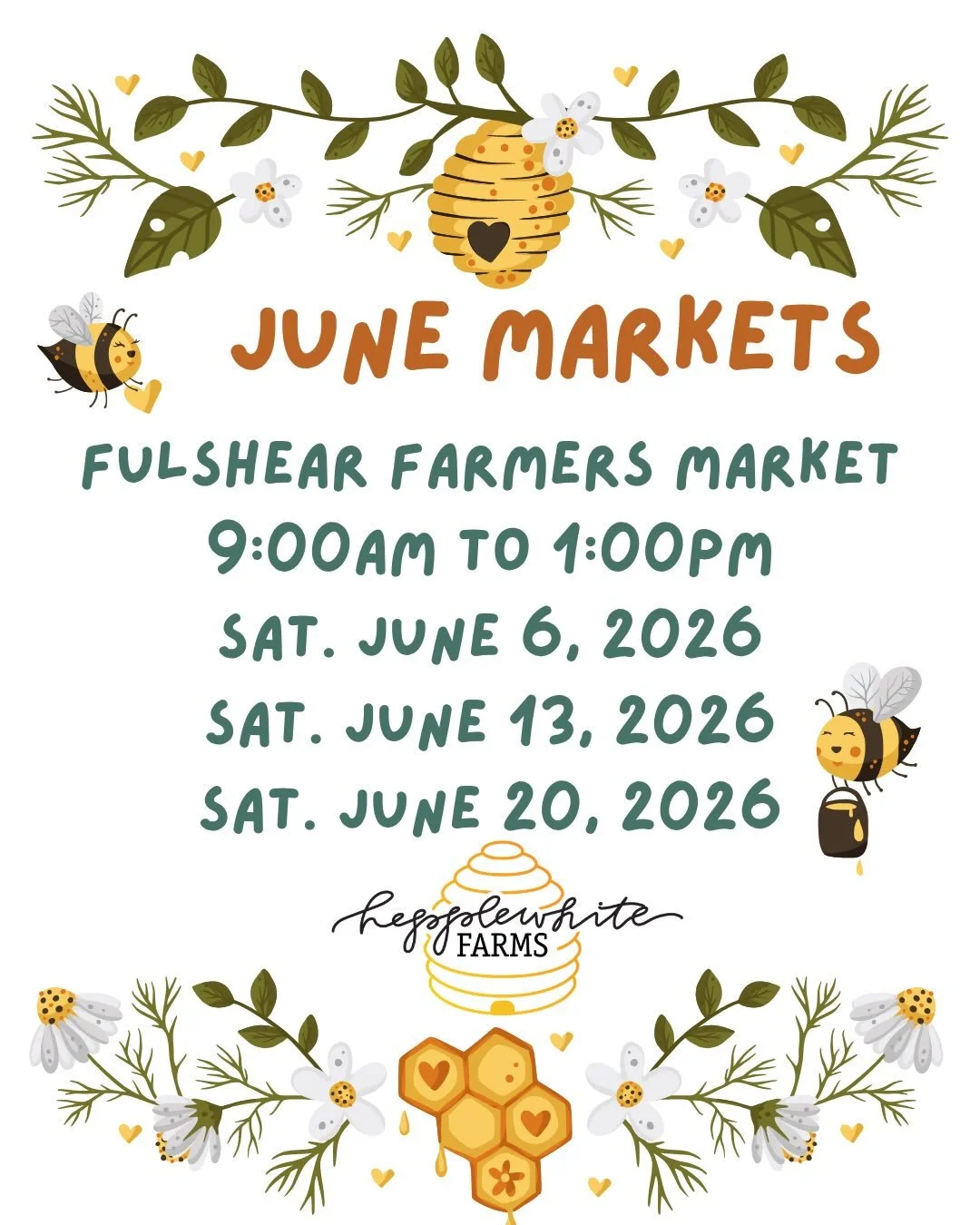 Check out our June schedule for @fulshear_farmers_market. 

#hepplewhitefarms #localhoney #rawhoney #fulsheartx  #knowyourbeekeeper