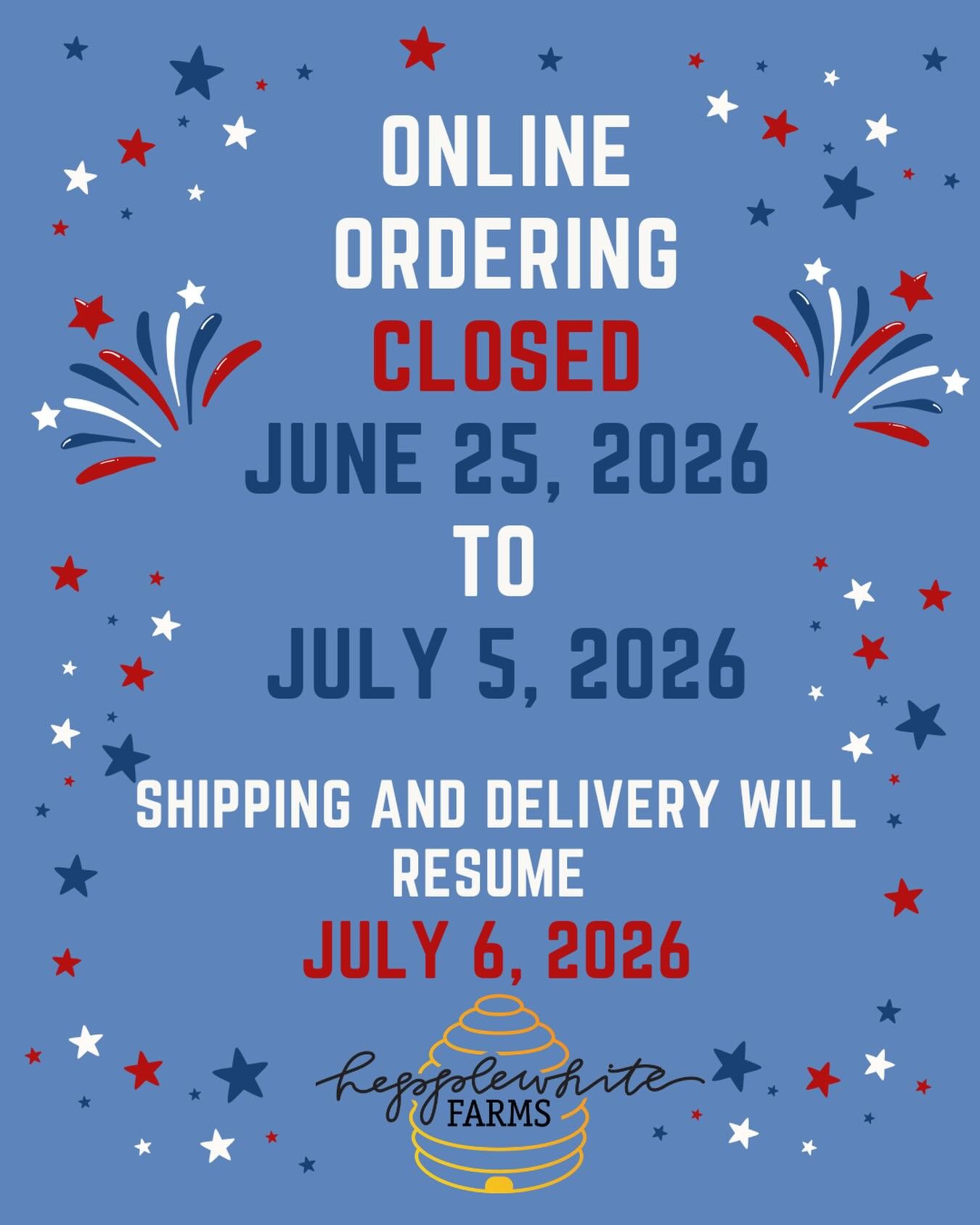 We will be taking time off to celebration family and the USA. Delivery and shipping will resume Monday, July 6, 2026. 
#hepplewhitefarms #fulshearfarmersmarket #katytx #fulsheartx  #brookshiretx
