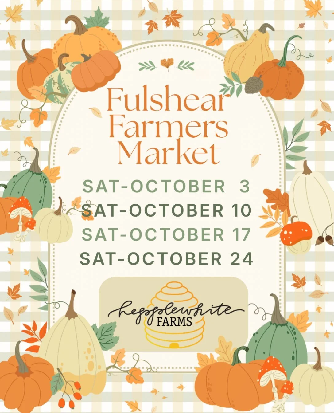 Happy October! - stop by and see us @fulshear_farmers_market and pick up your favorite local honey! 
#hepplewhitefarms #fulsheartx #katytx #knowyourbeekeeper #localtexashoney