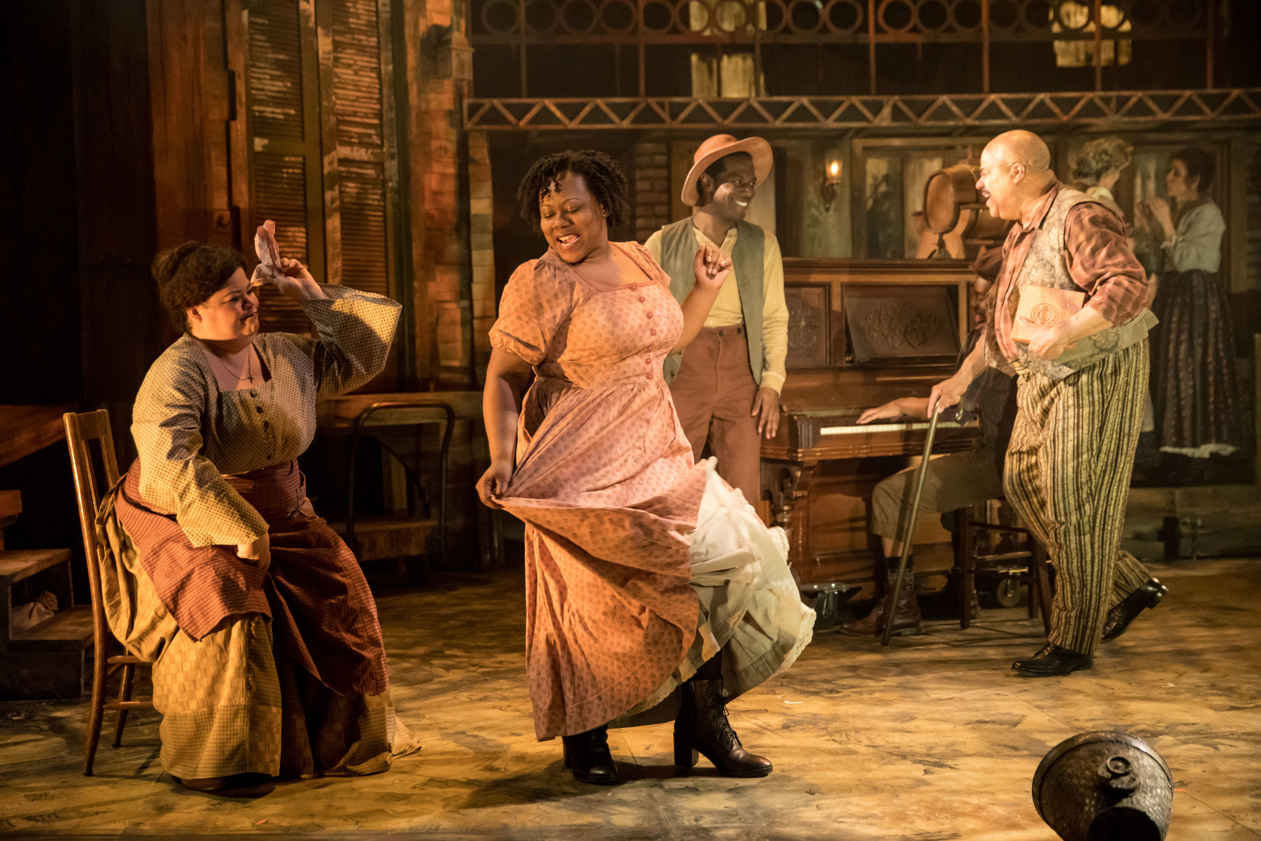 Thomasina Petrus (Pauline King), Ivory Doublette (Stella Lane), Lamar Jefferson (Willie Lane), and T. Mychael Rambo (Pete Lane), Photo credit: Dan Norman