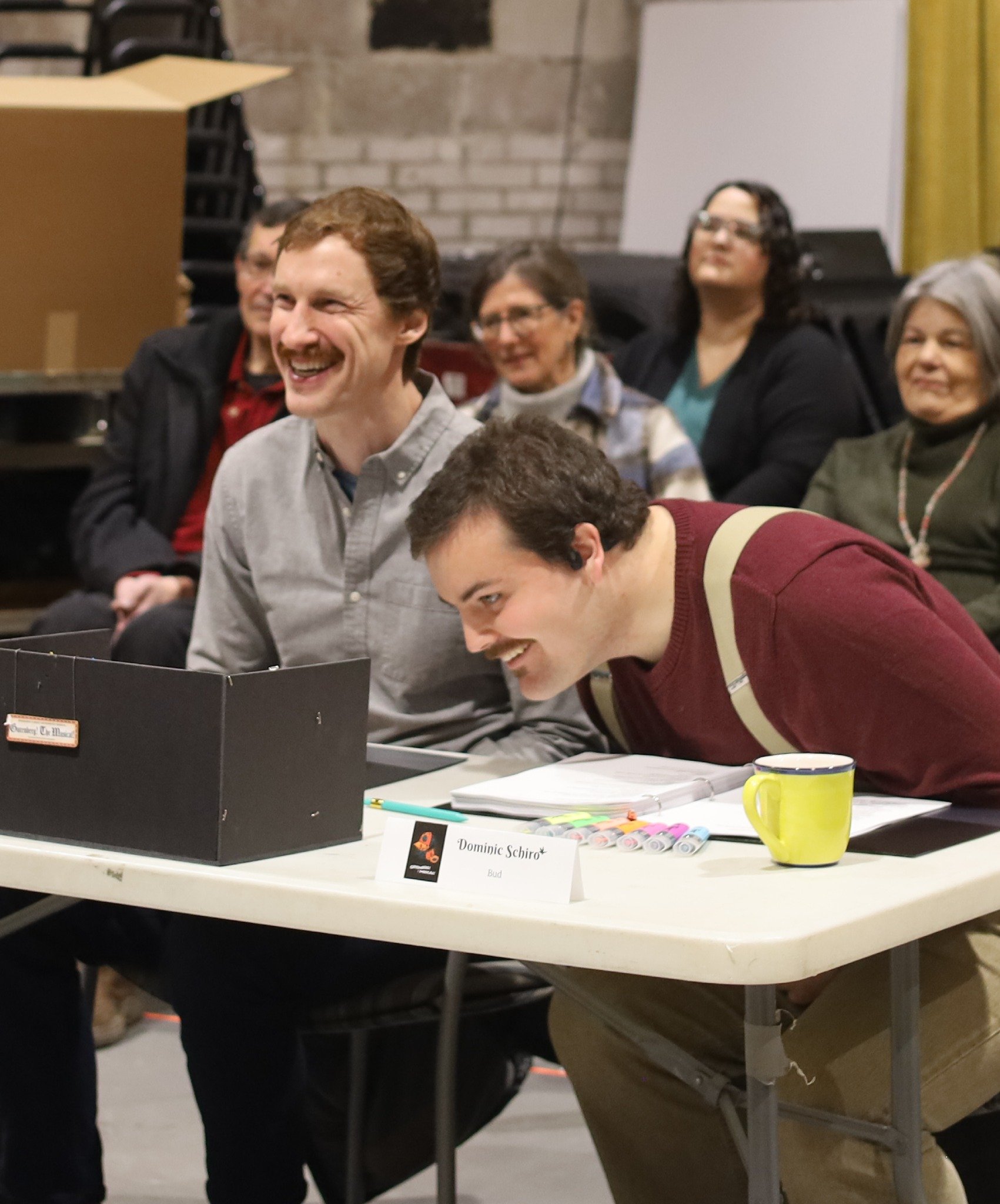 Rehearsals for GUTENBERG! THE MUSICAL! kicked off Monday, bringing together the cast, creative team, staff and board members to learn about this supremely silly (and surprisingly sweet) musical celebrating creativity, friendship and trucker hats. 

T