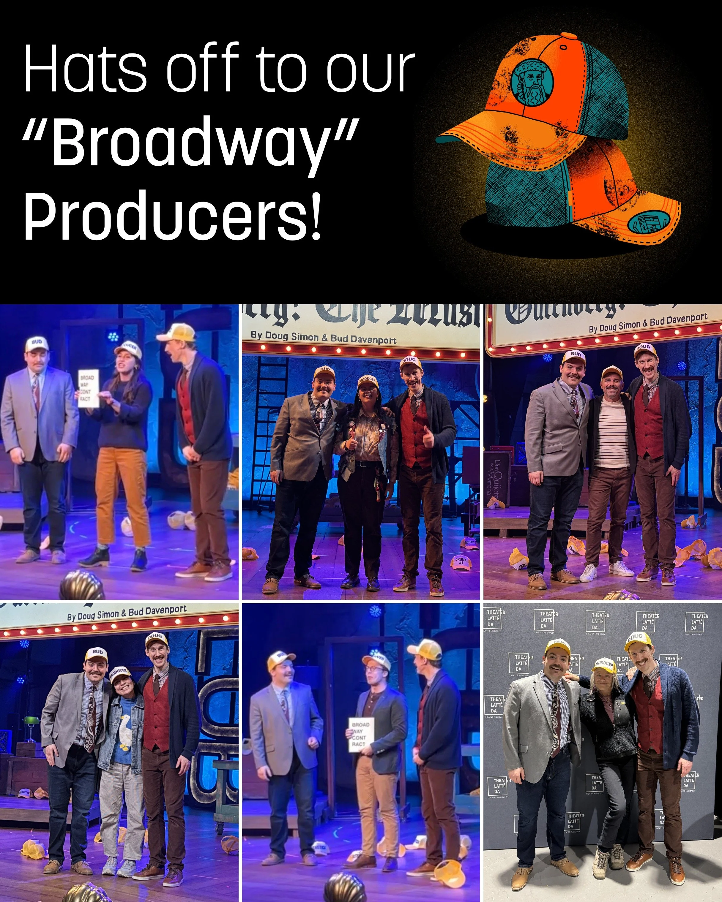 #TBT: Throwback to our wonderful guest producers who presented GUTENBERG! THE MUSICAL!'s Doug and Bud with their official "Broadway contracts" throughout the run! 

Thank you to all of the artists, friends and local legends whose cameos hel