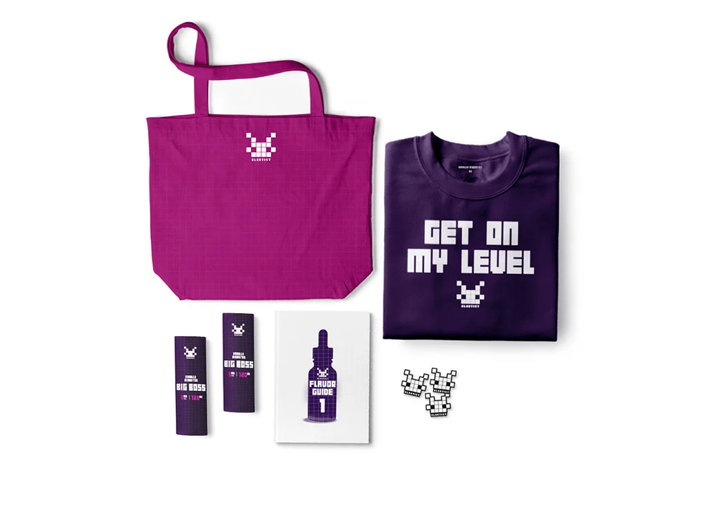 Collection of branded goods and products.