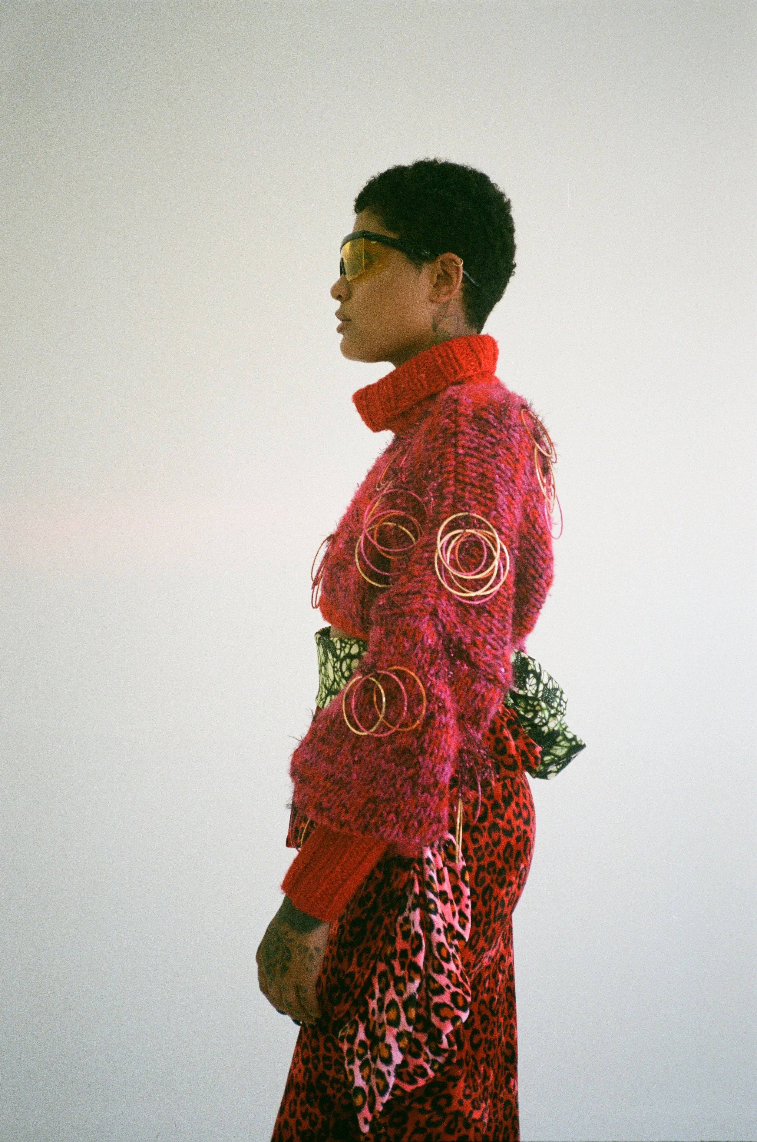 Hoop Crop Jumper by Eden Keshia, Skirt by Aweless, Glasses by Dolls Kill