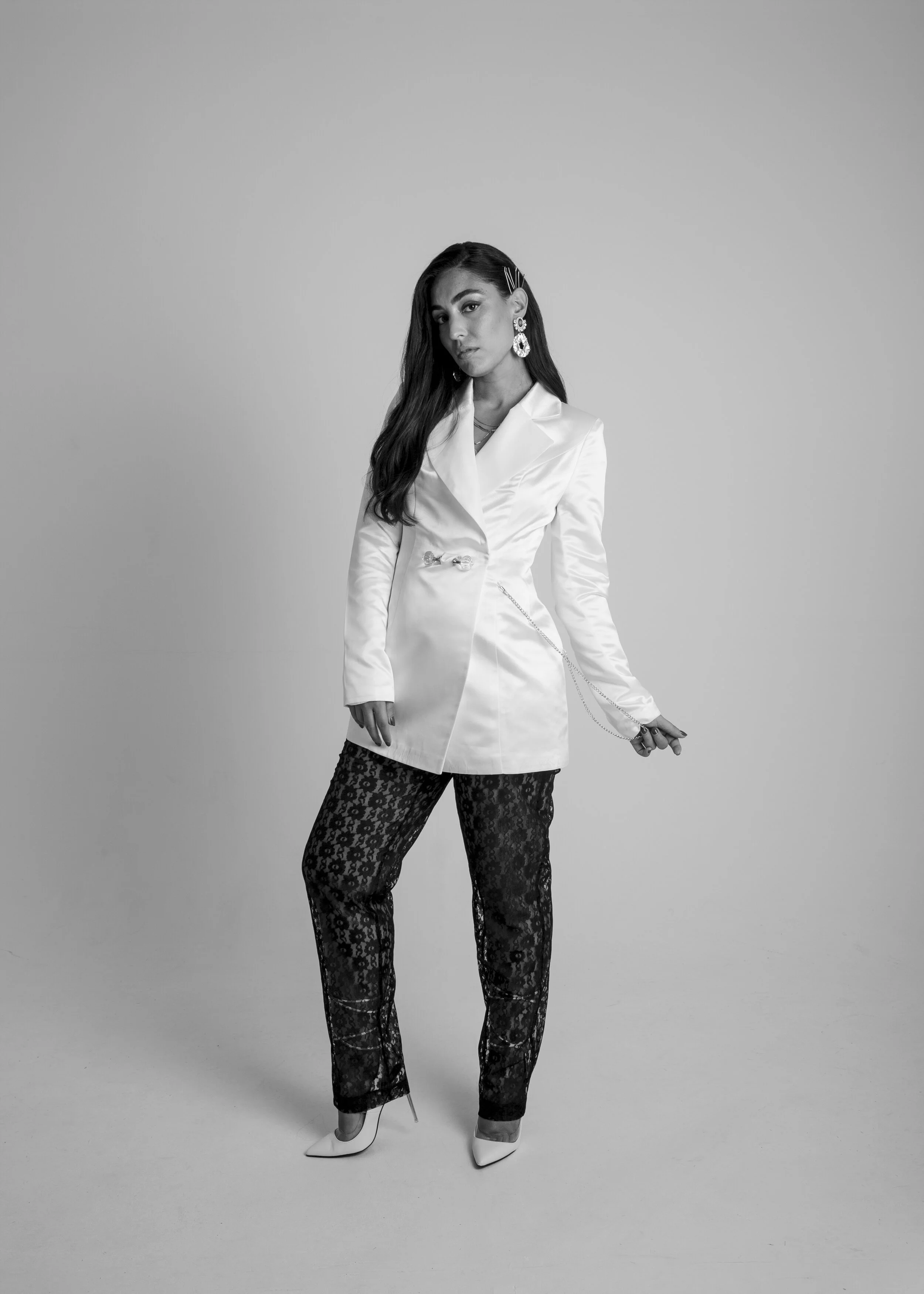 Blazer + Trousers by Bogdan Daria, Shoes by Public Desire, Earrings by épifenē and Necklace by Dixiegraze