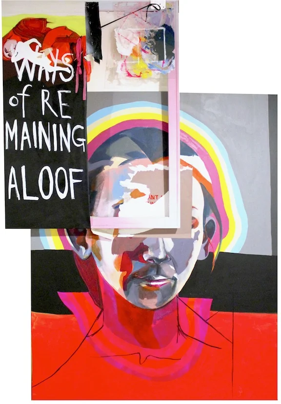 Ways of Remaining Approx. 70" x 52" | Acrylic, palette, bracket, string, stretcher bars, collage, un-stretched canvas | 2015